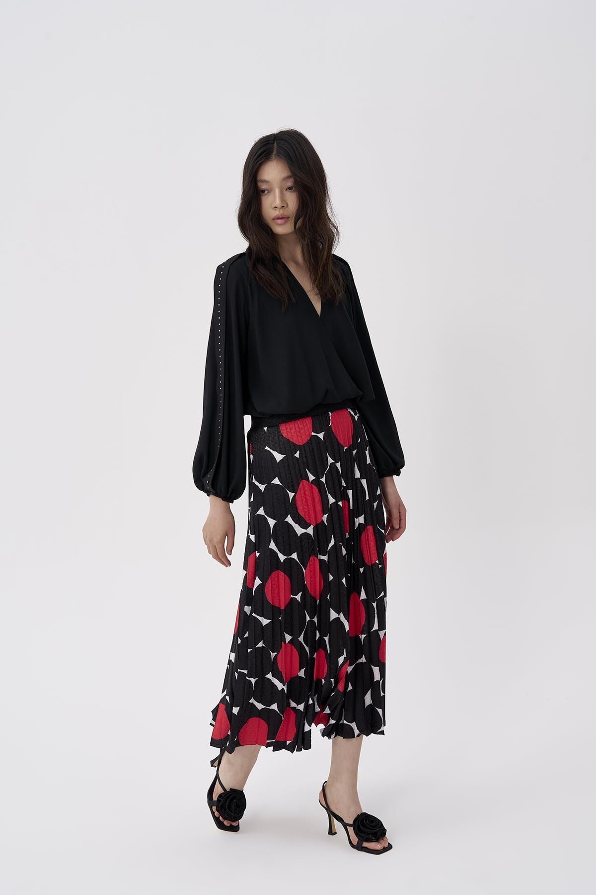 Geometrik Desen Pilise Etek - Eser Giyim