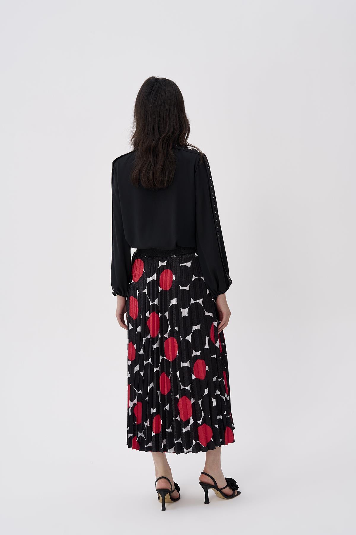 Geometrik Desen Pilise Etek - Eser Giyim