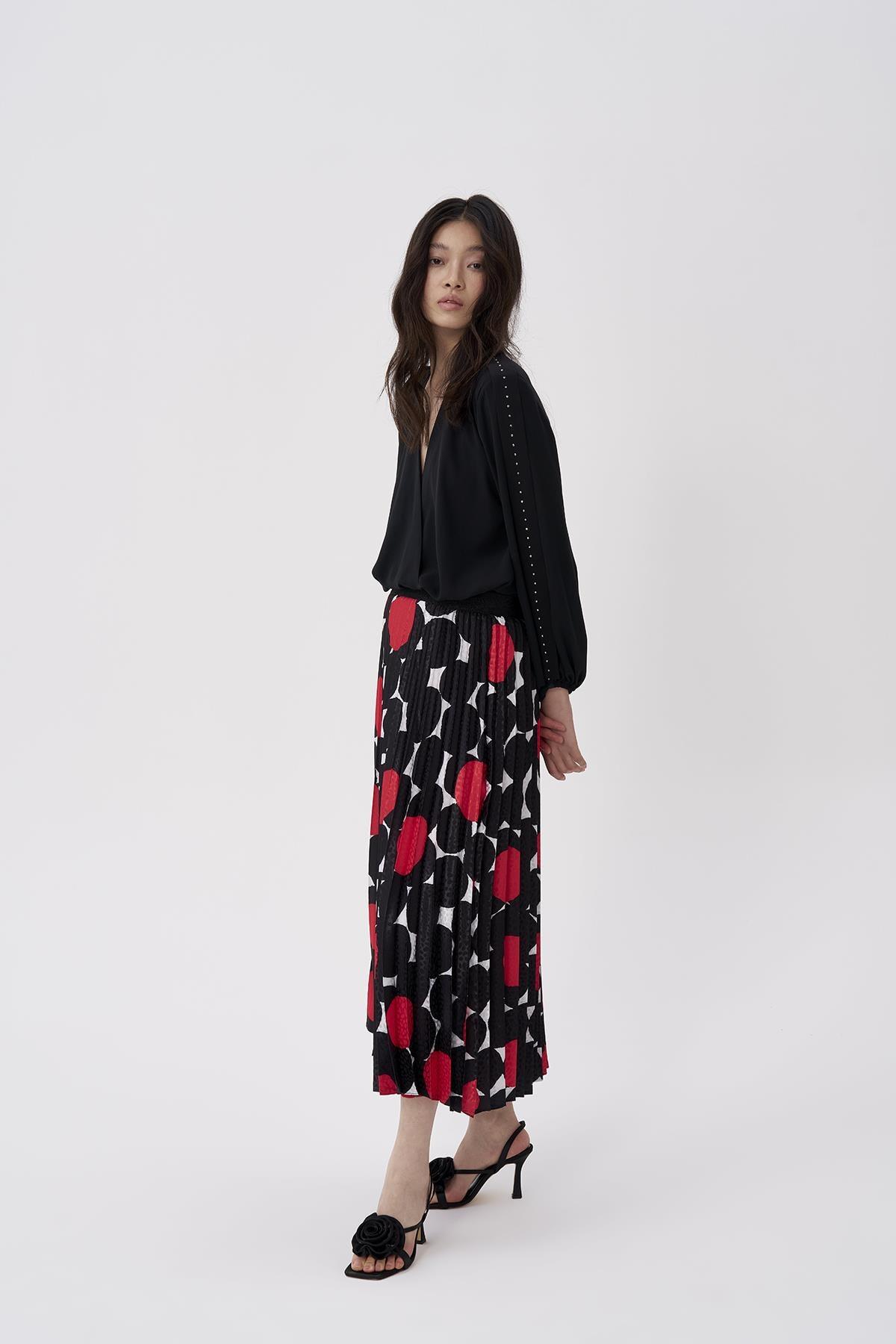 Geometrik Desen Pilise Etek - Eser Giyim