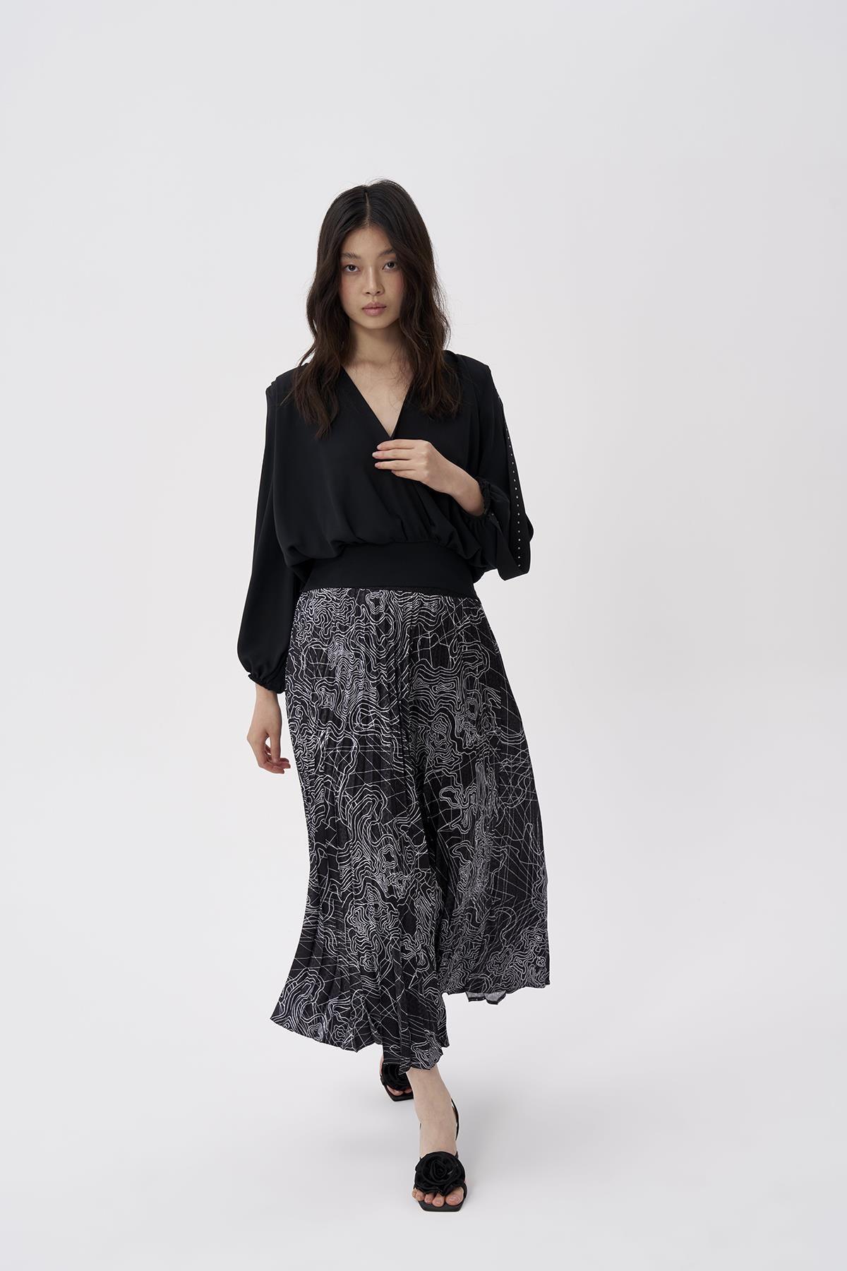 Geometrik Desen Pilise Etek - Eser Giyim