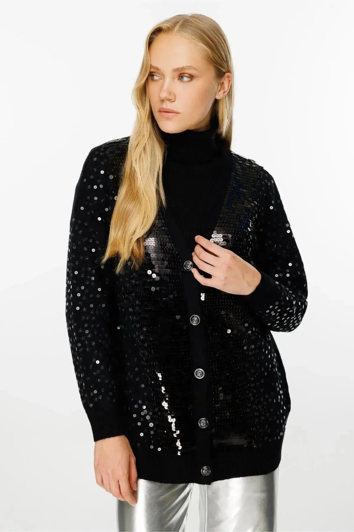 Sequined Knitted Cardigan