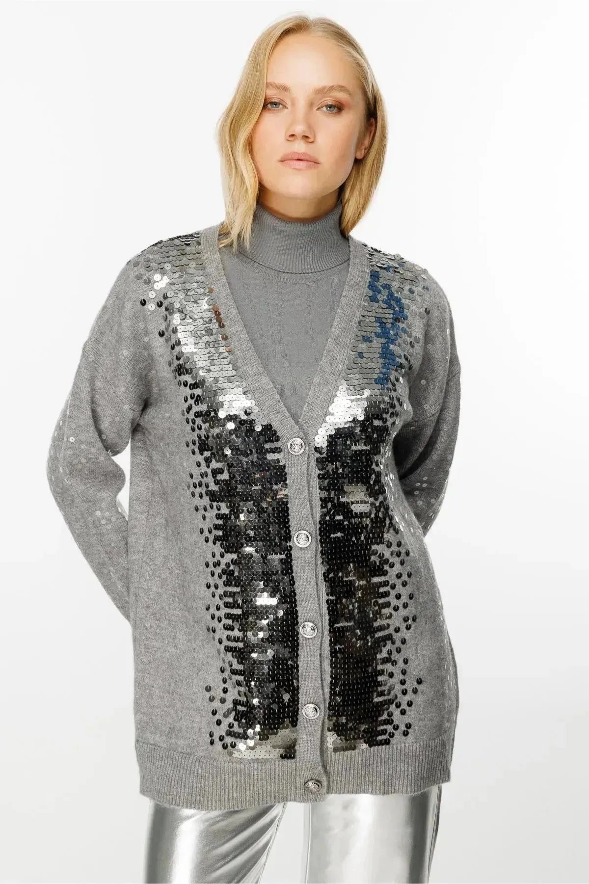 Sequined Knitted Cardigan