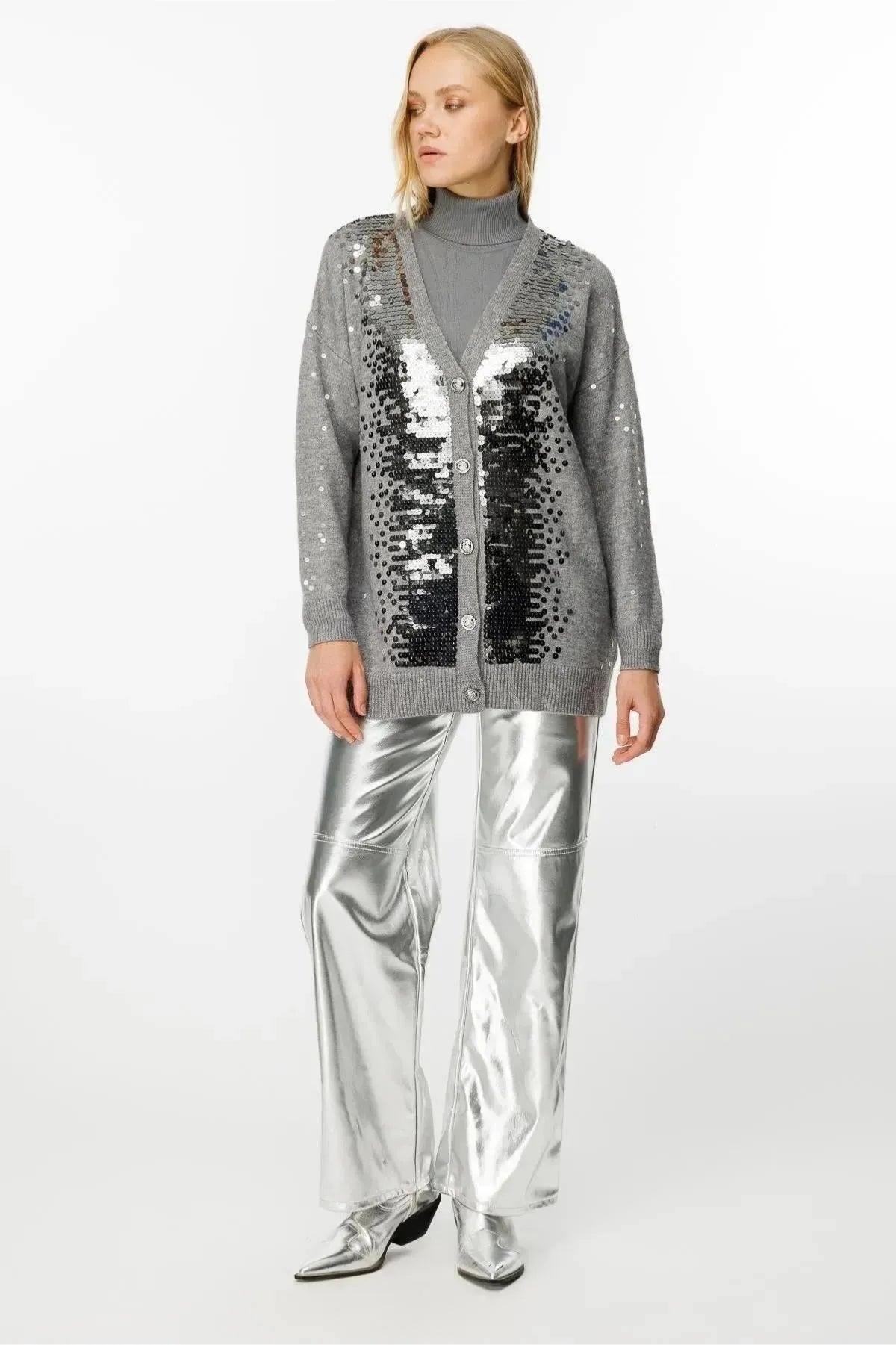 Sequined Knitted Cardigan