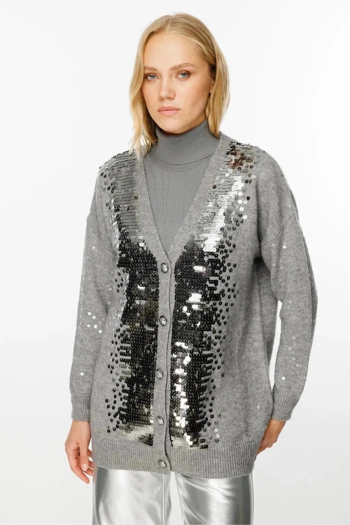 Sequined Knitted Cardigan