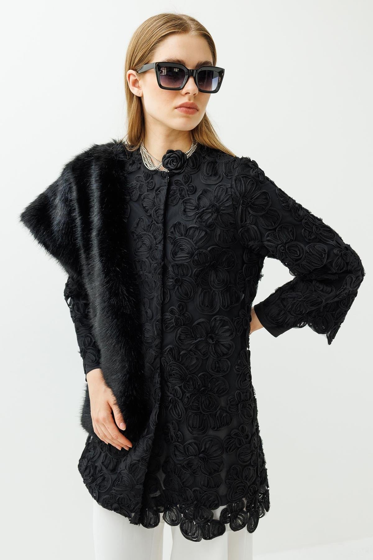 Three-Dimensional Flower Detailed Jacket