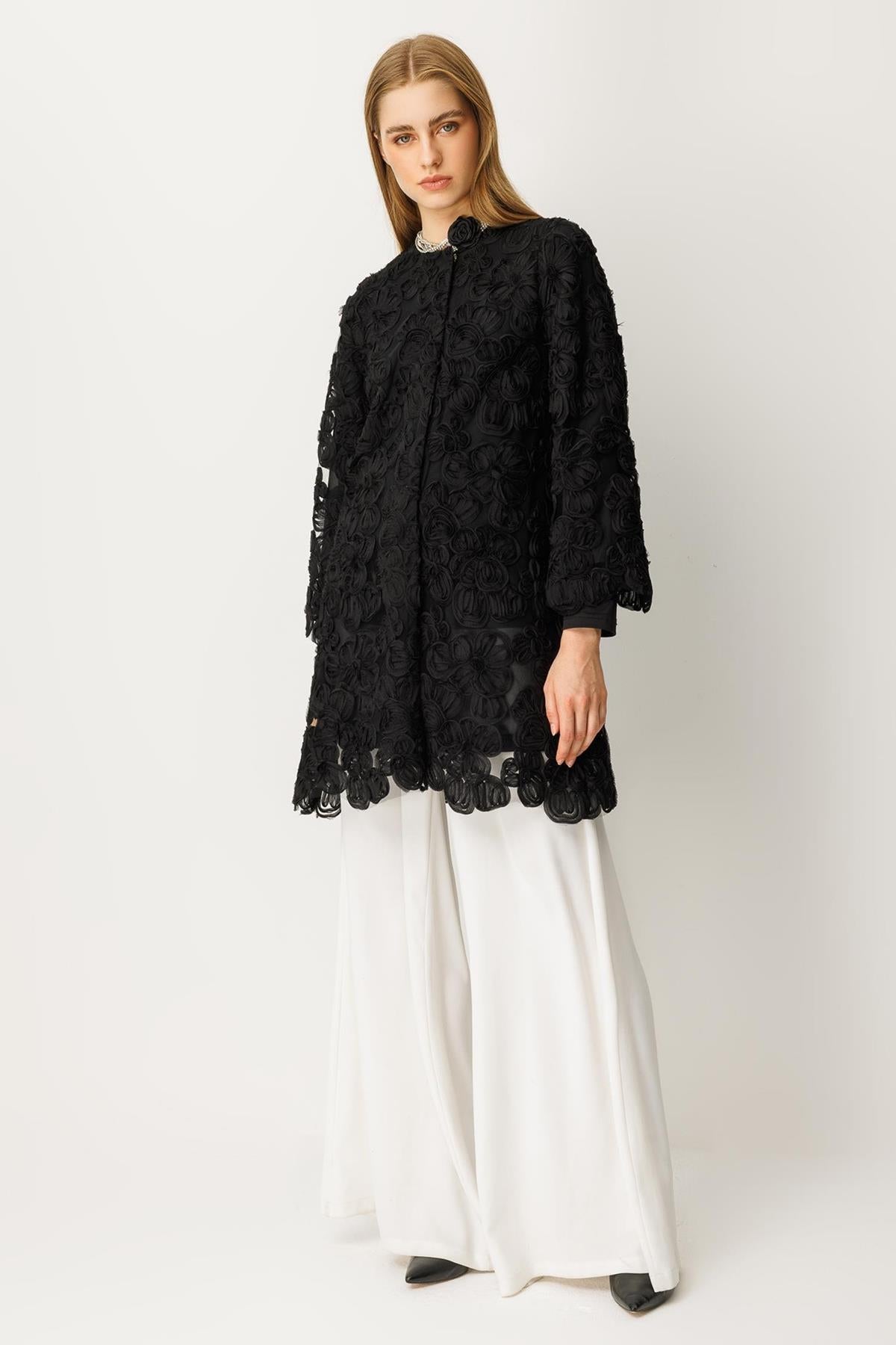 Three-Dimensional Flower Detailed Jacket