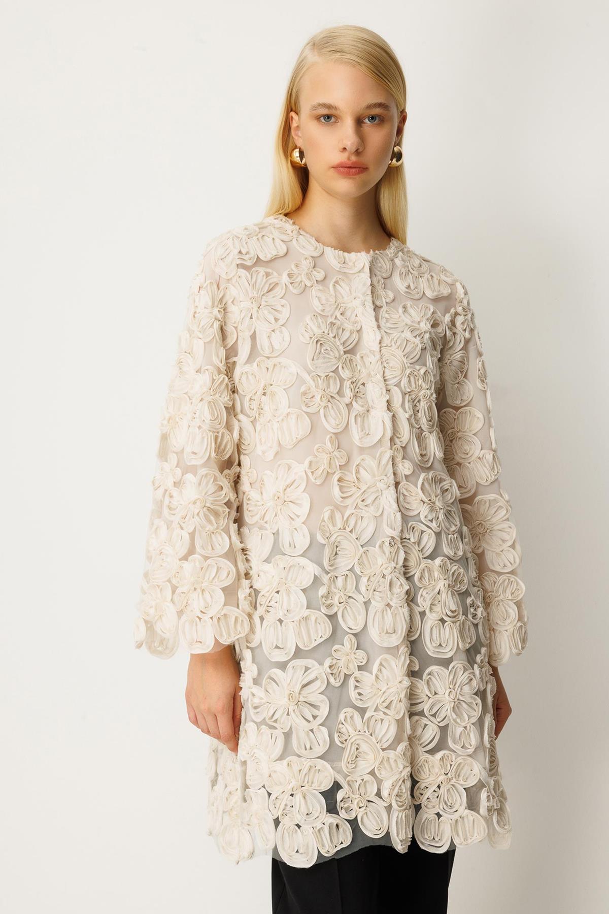 Three-Dimensional Flower Detailed Jacket