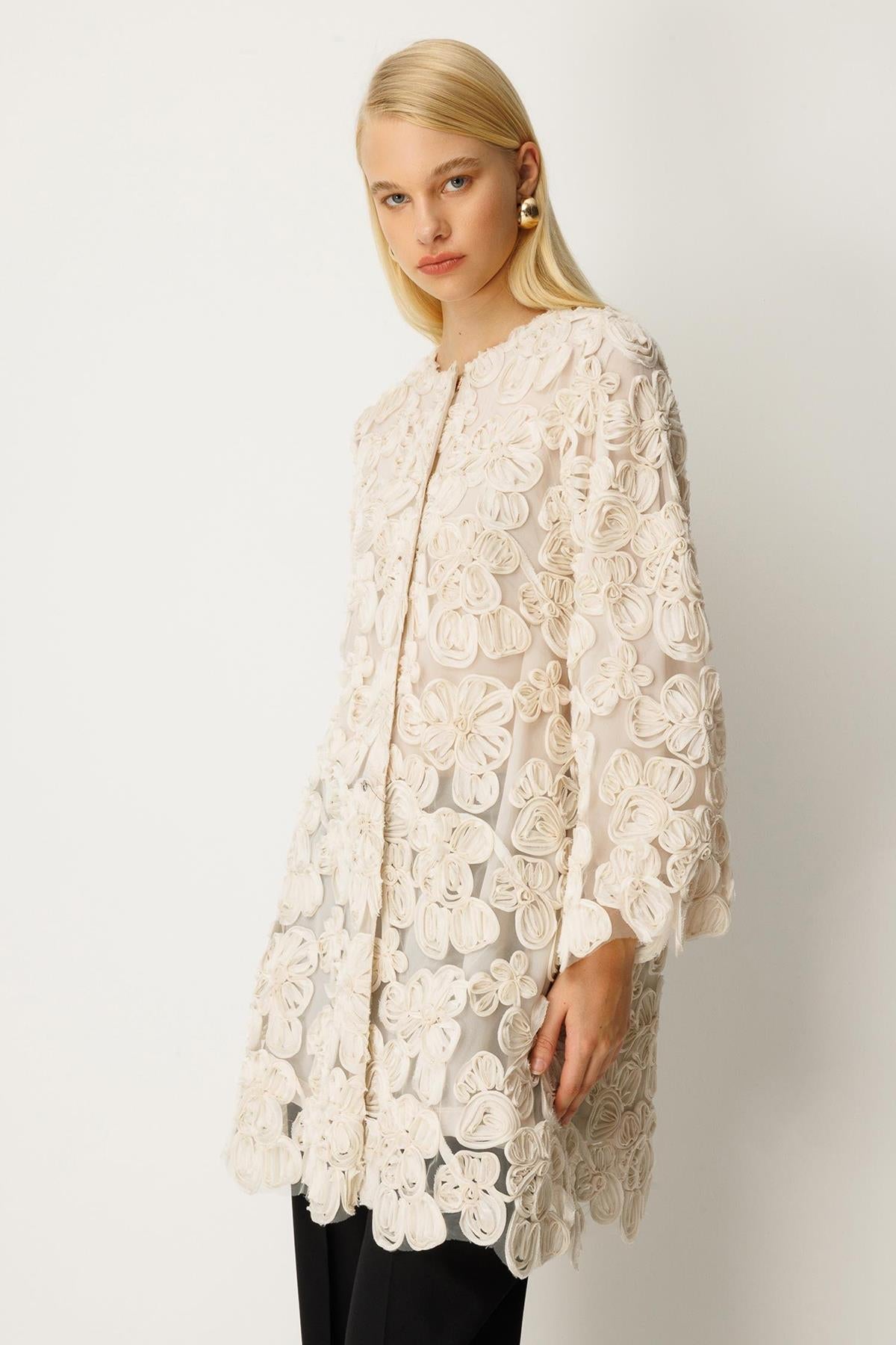 Three-Dimensional Flower Detailed Jacket