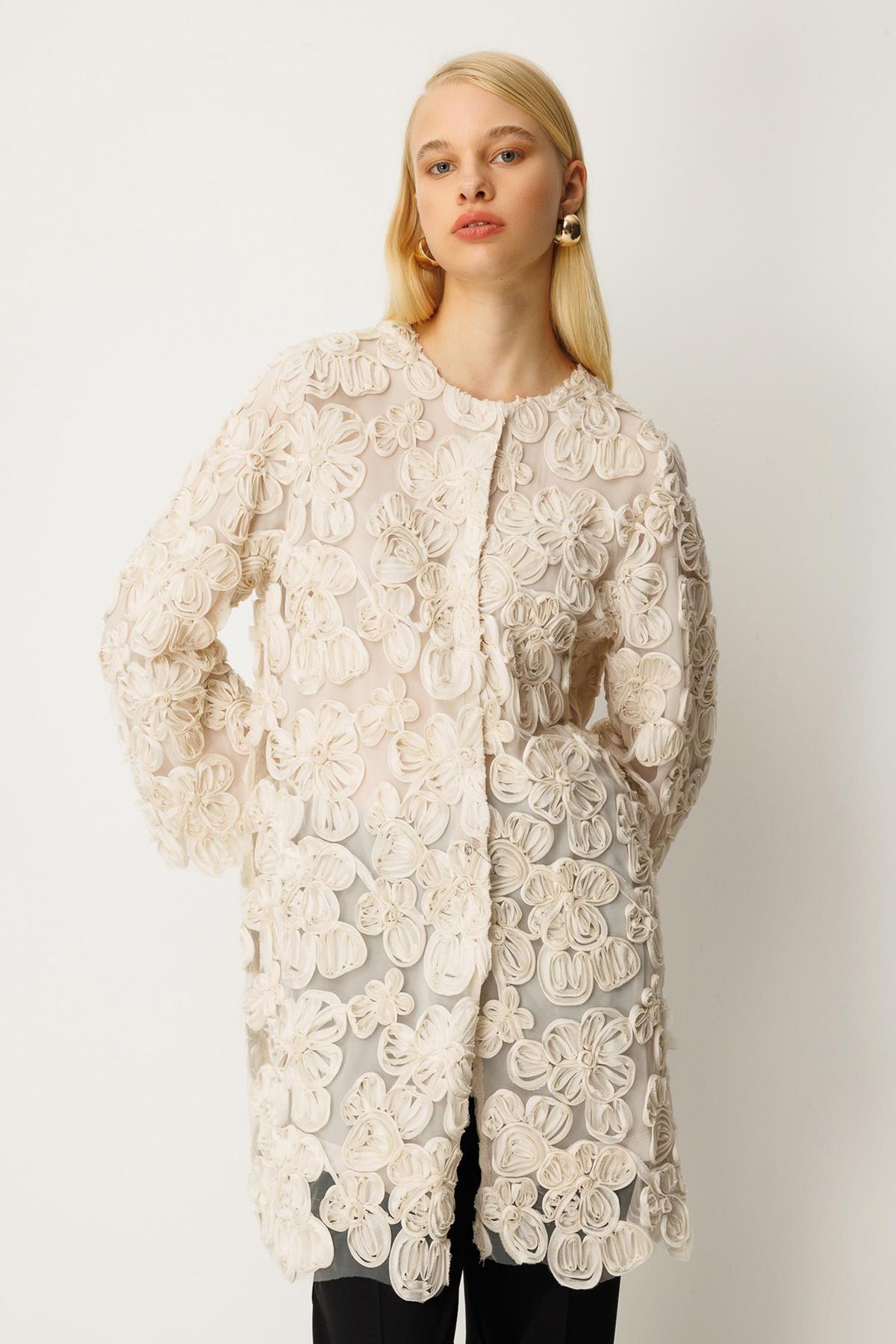 Three-Dimensional Flower Detailed Jacket