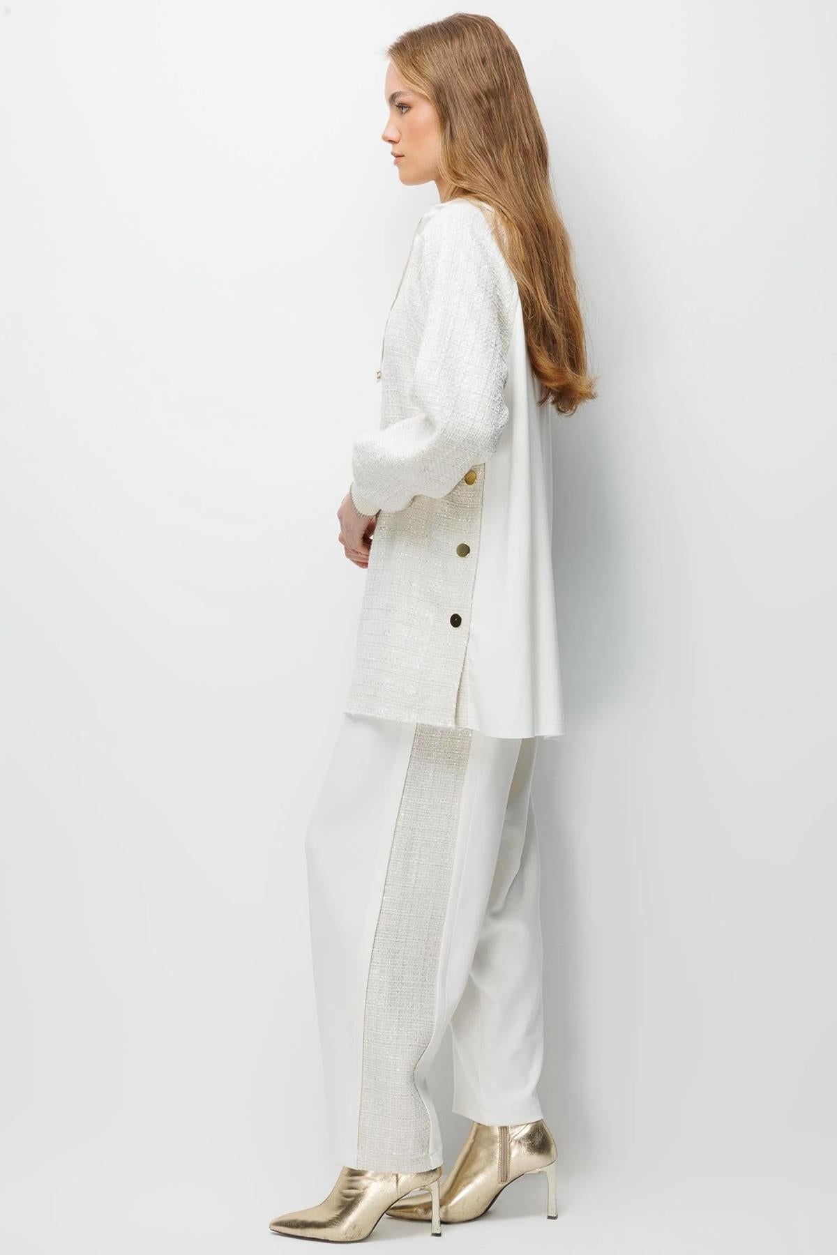 Önden Fermuarlı Kapüşonlu Ceket Ve Pantolon Takım