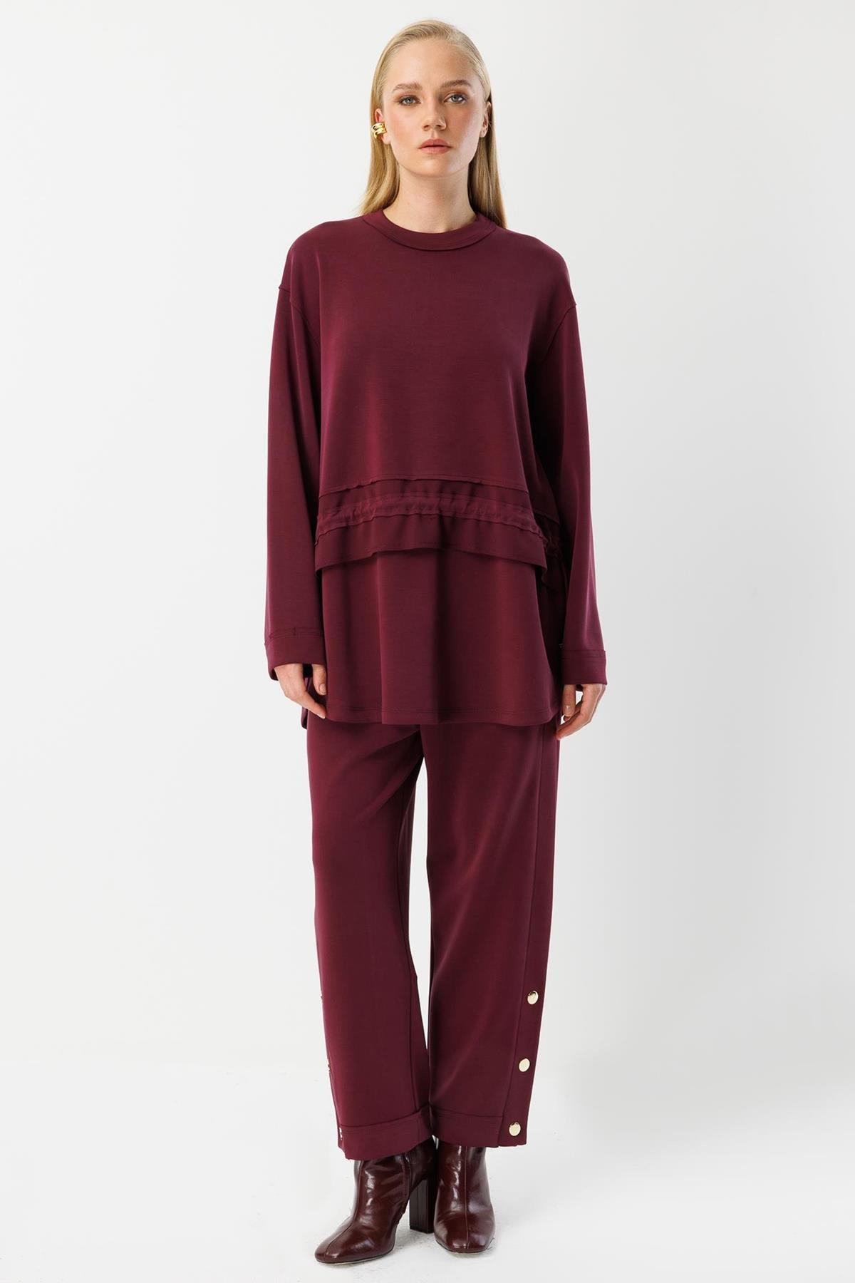 Düğme Aksesuarlı Pantolon Ve Tunik Takım