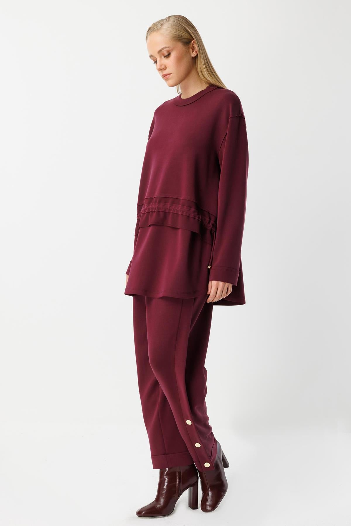 Düğme Aksesuarlı Pantolon Ve Tunik Takım