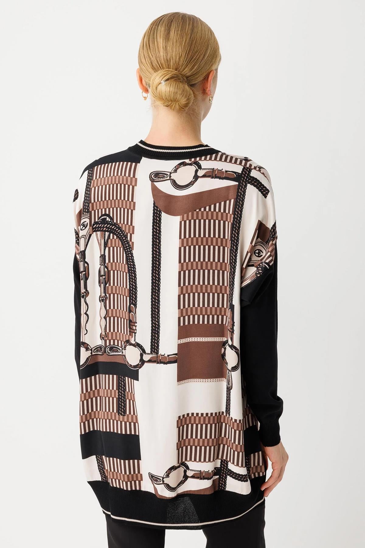 Sıfır Yaka Desenli Tunik