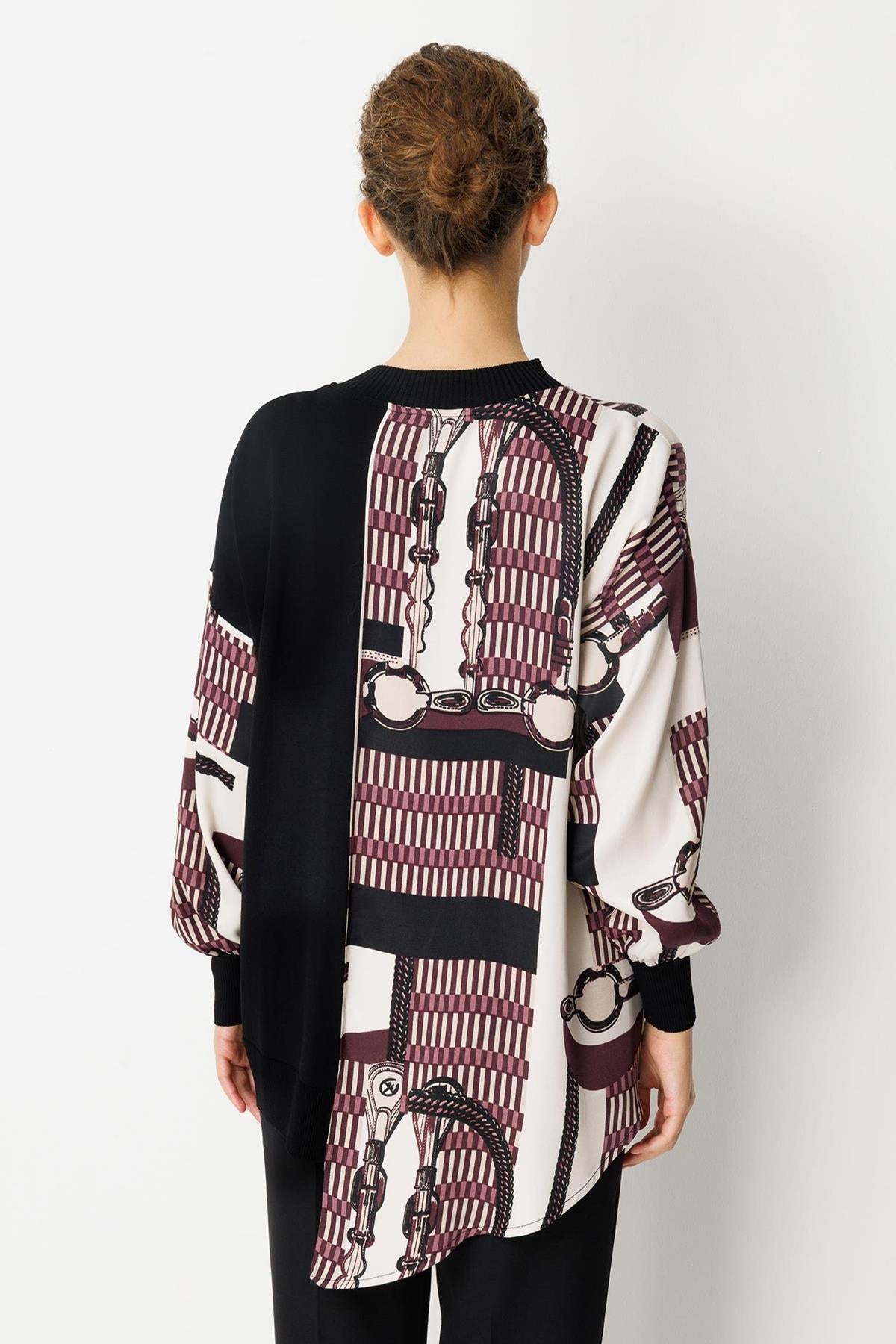 Asymmetrical Cut Zippered Patterned Tunic