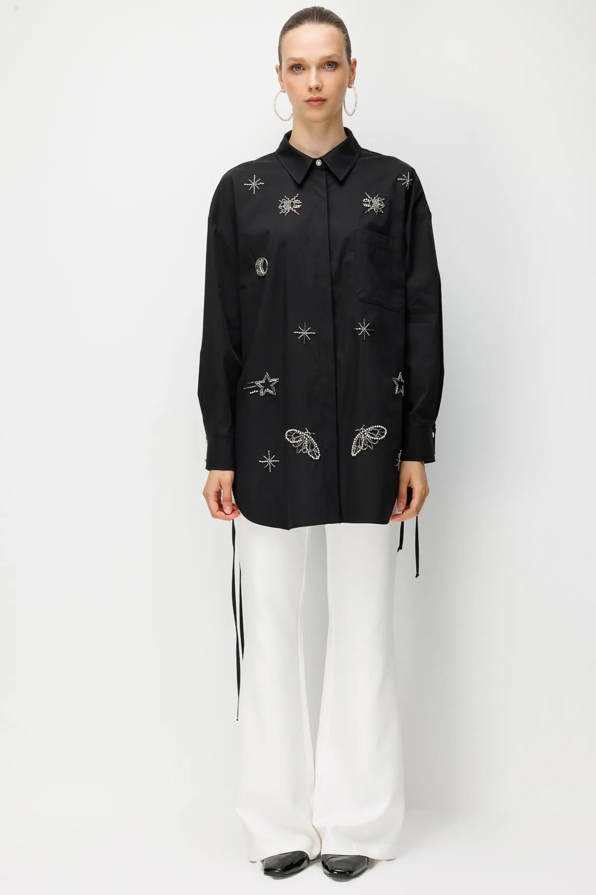 Tunic with Side Tie Detail and Embroidery