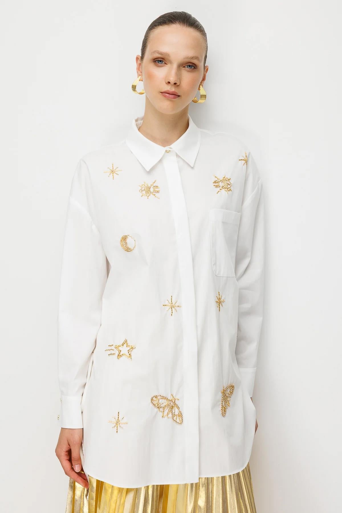 Tunic with Side Tie Detail and Embroidery