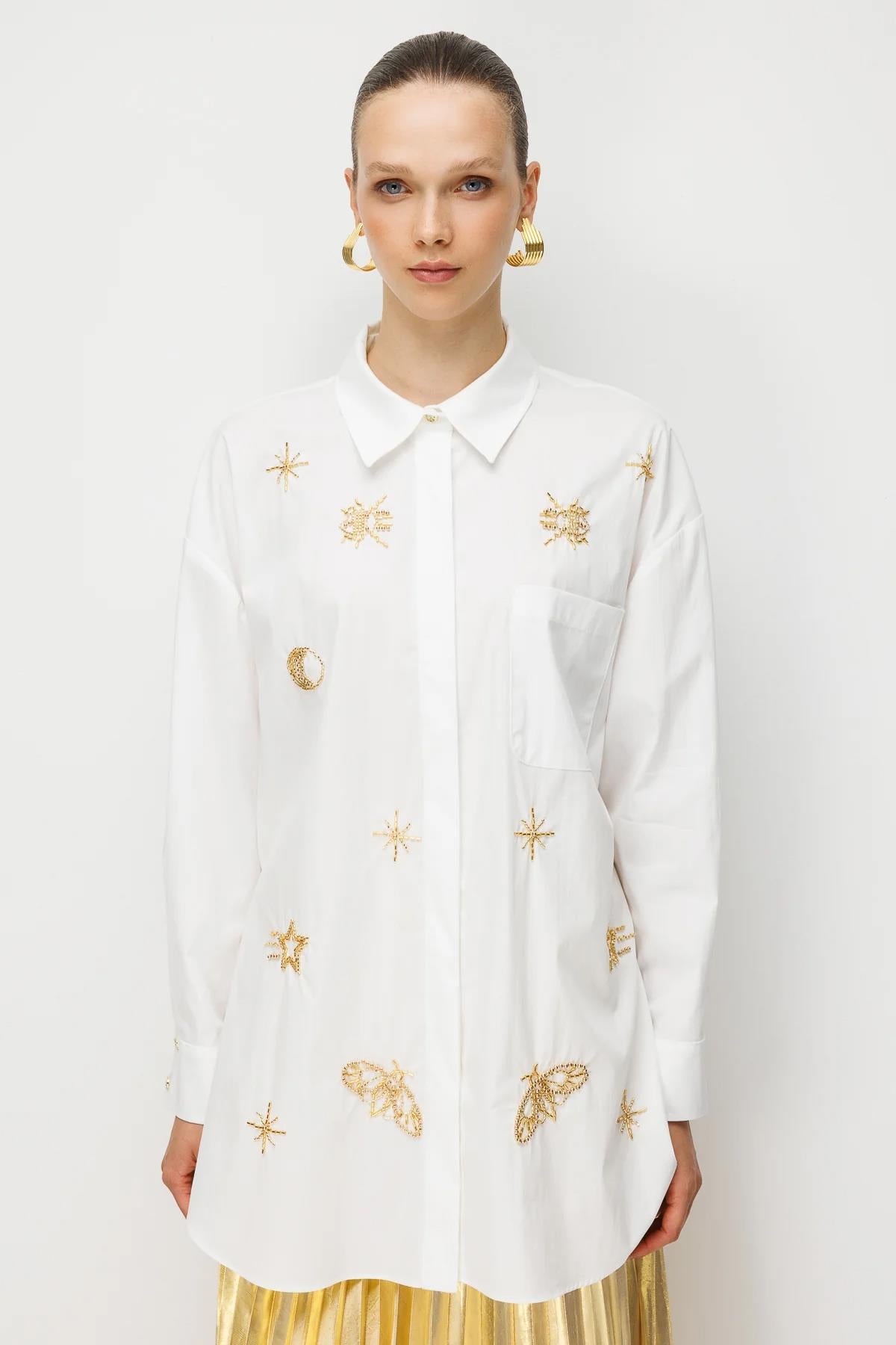 Tunic with Side Tie Detail and Embroidery