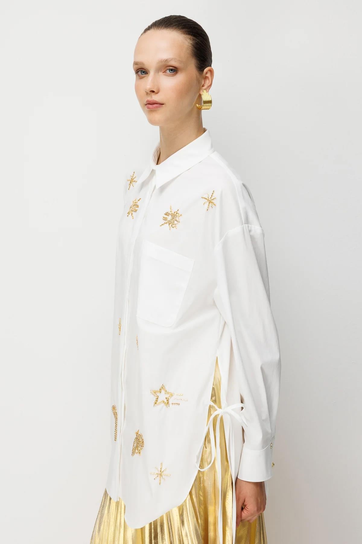 Tunic with Side Tie Detail and Embroidery