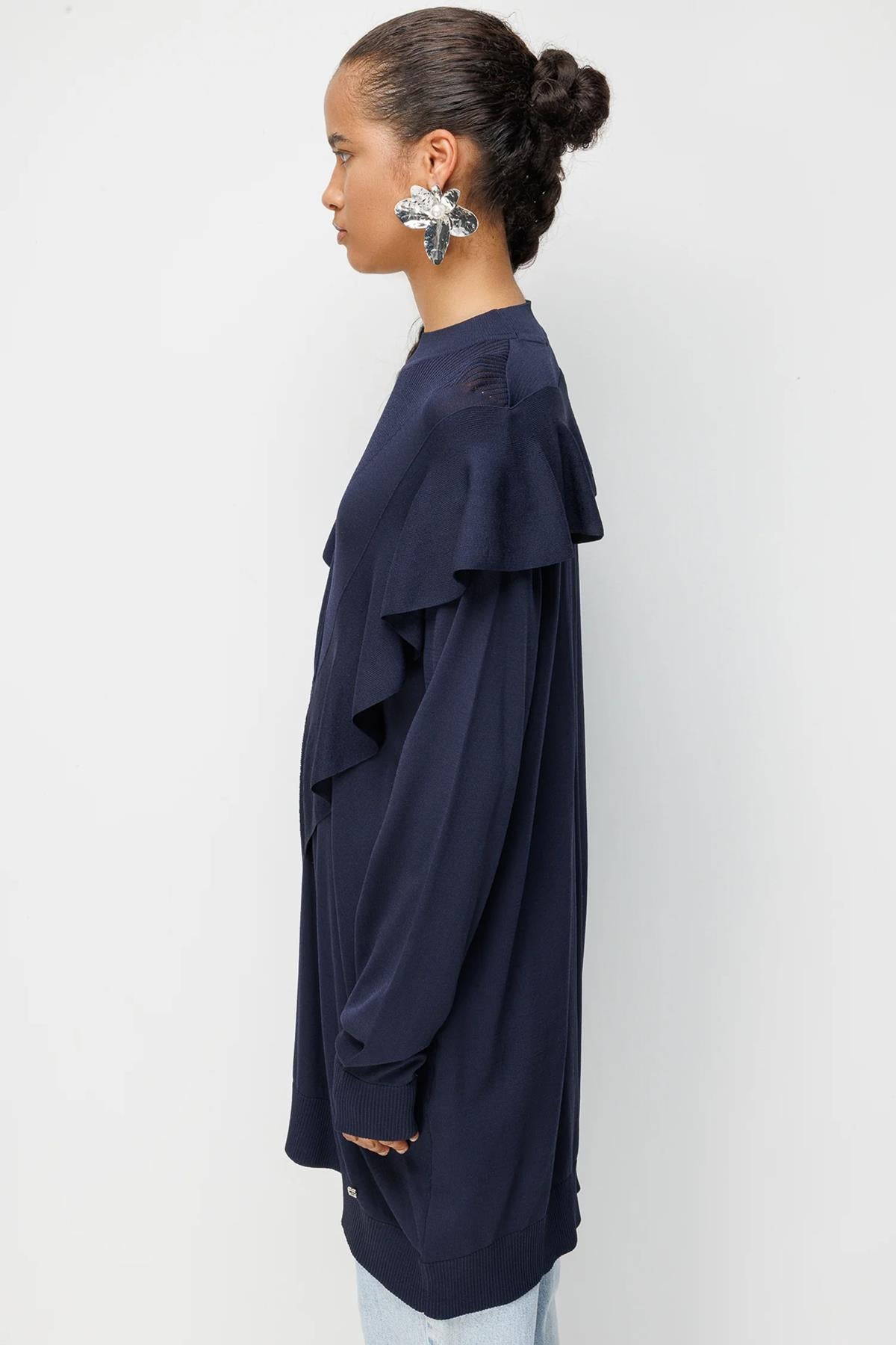 Ön Fırfır Detaylı Triko Tunik