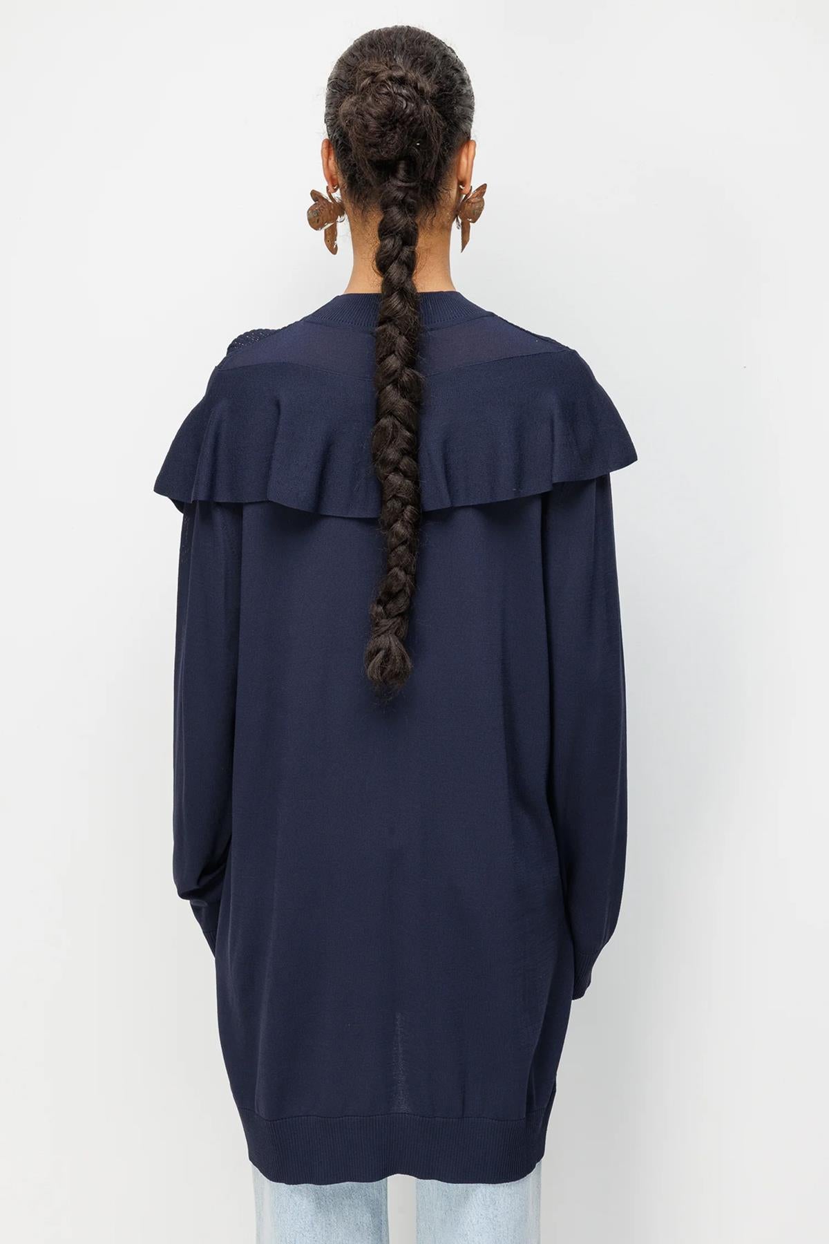 Ön Fırfır Detaylı Triko Tunik