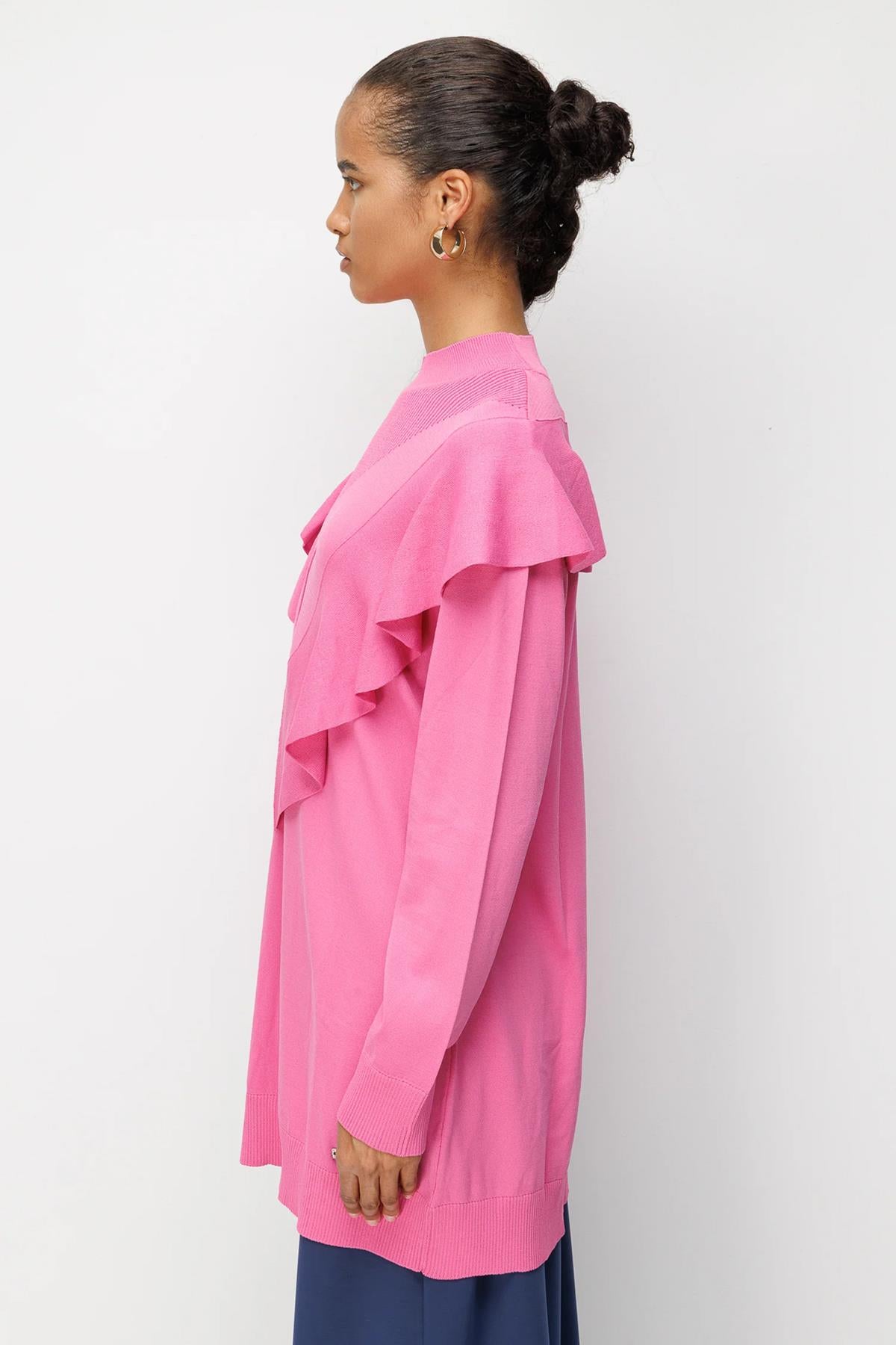 Ön Fırfır Detaylı Triko Tunik