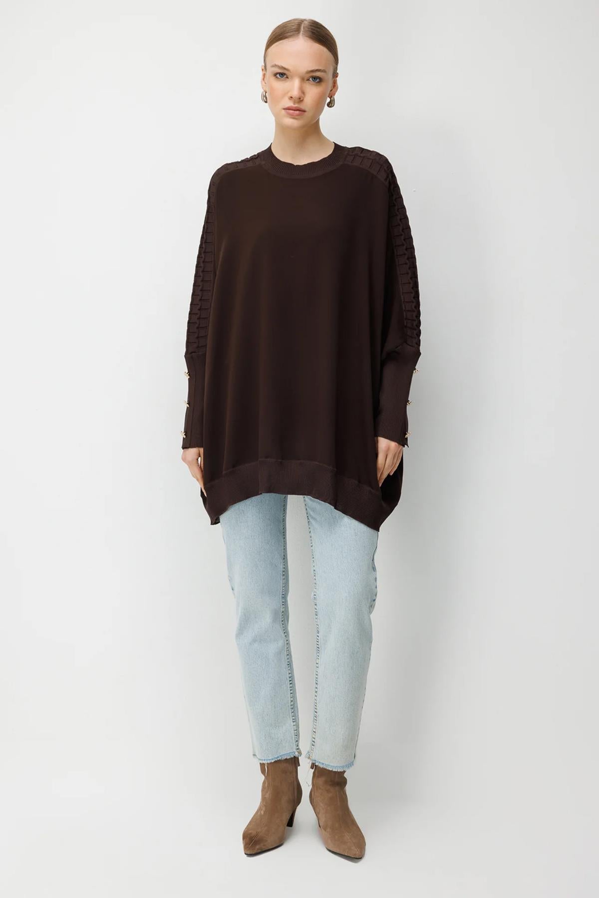 Örgü Kol Detaylı Oversize Tunik
