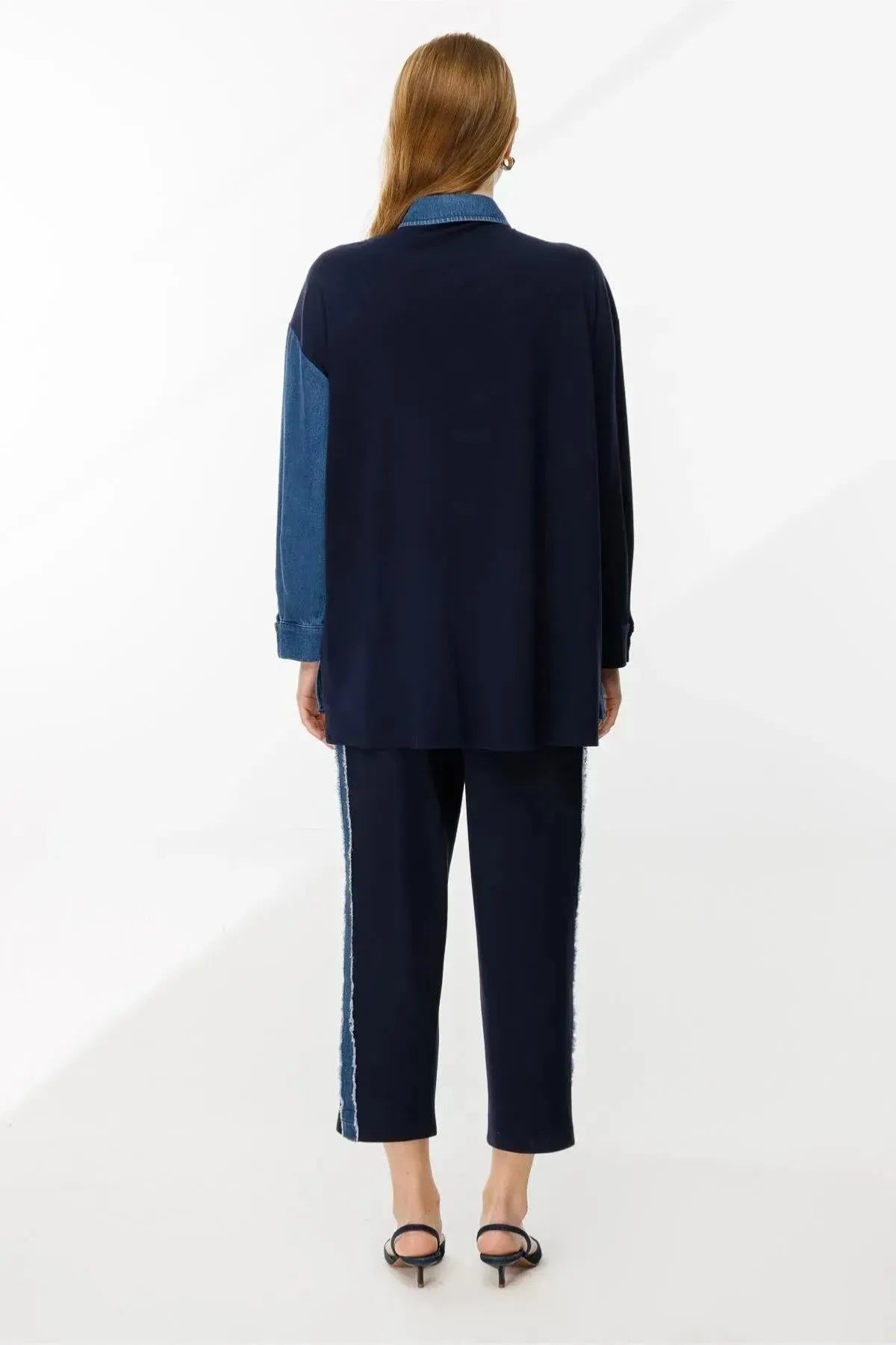Denim and Combed Cotton Blend Trousers Shirt Set