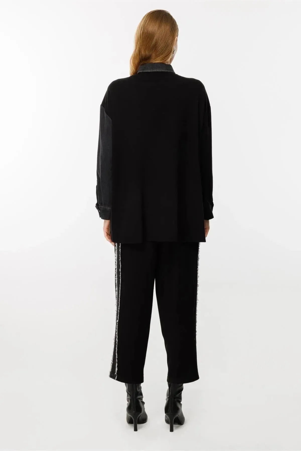 Denim and Combed Cotton Blend Trousers Shirt Set
