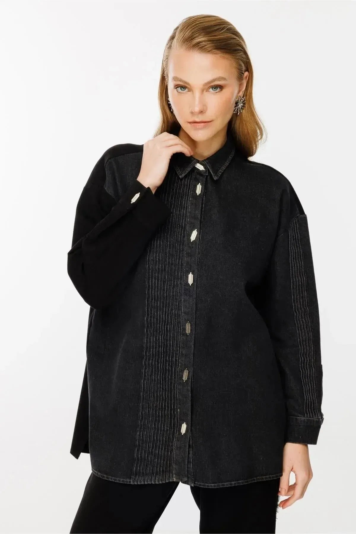 Denim and Combed Cotton Blend Trousers Shirt Set