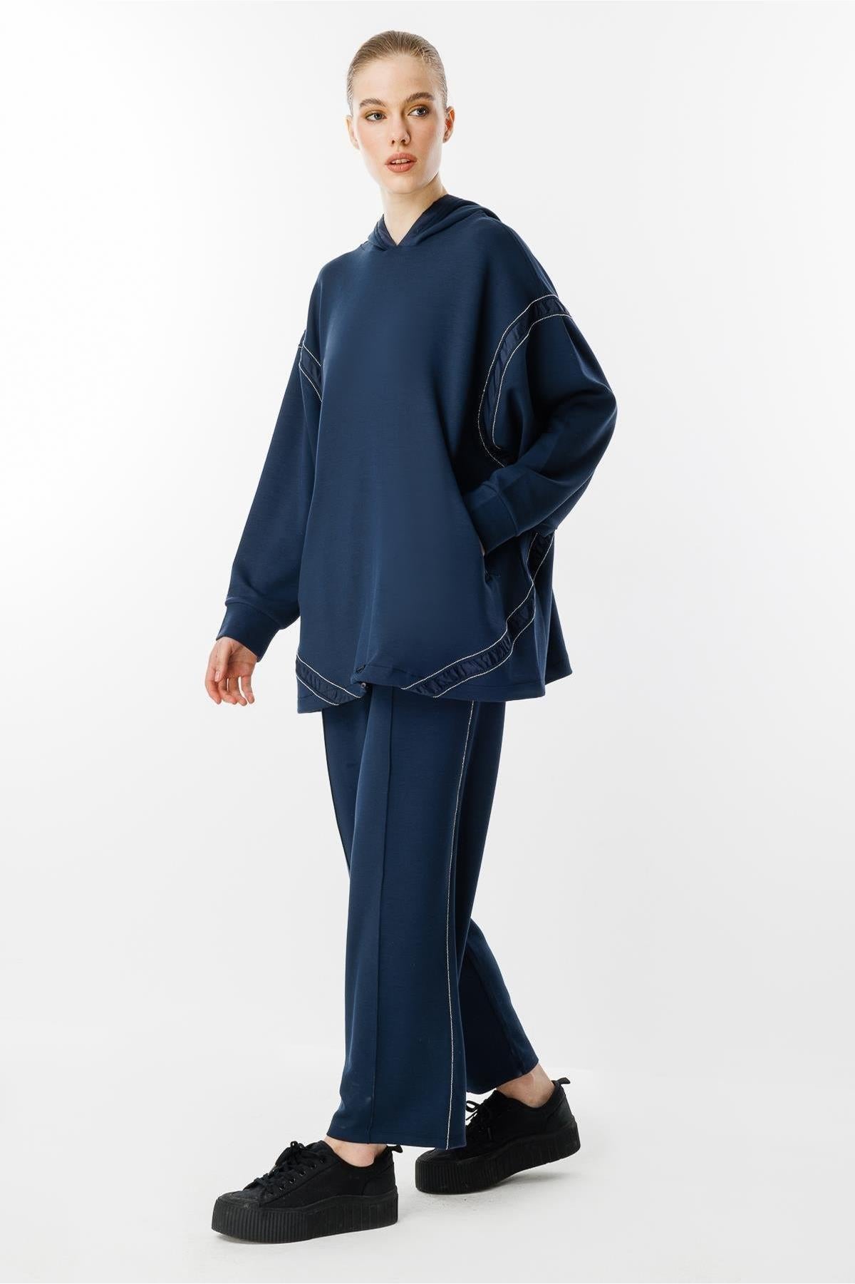 Hooded Chain Detailed Tunic Trouser Set
