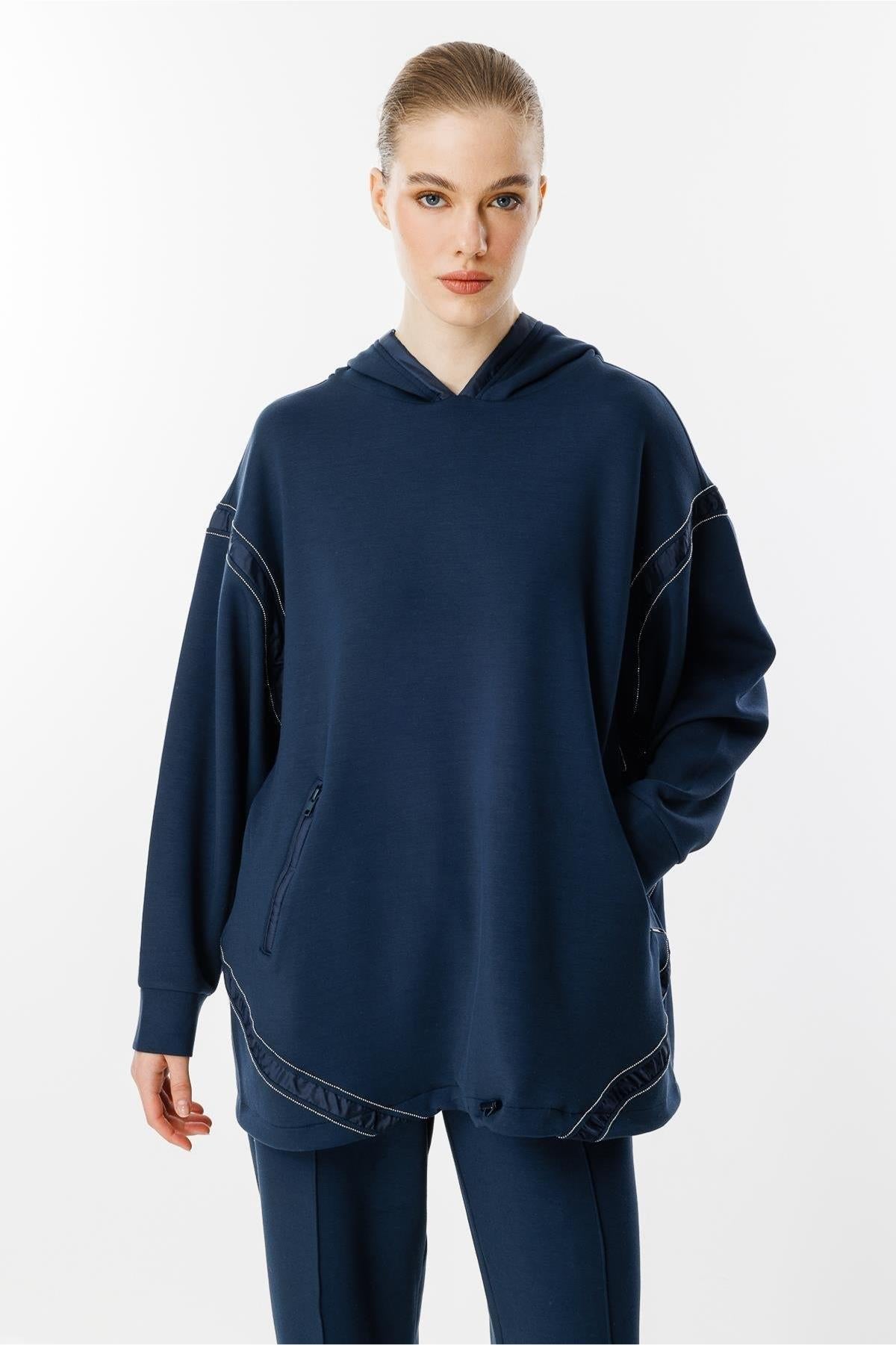 Hooded Chain Detailed Tunic Trouser Set
