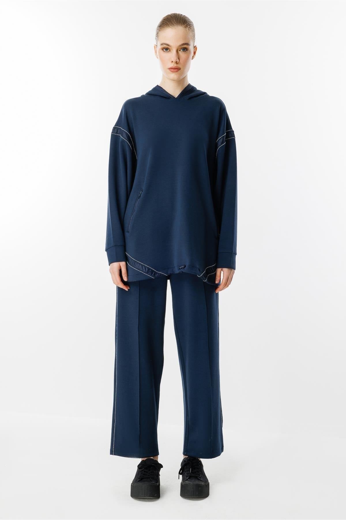 Hooded Chain Detailed Tunic Trouser Set