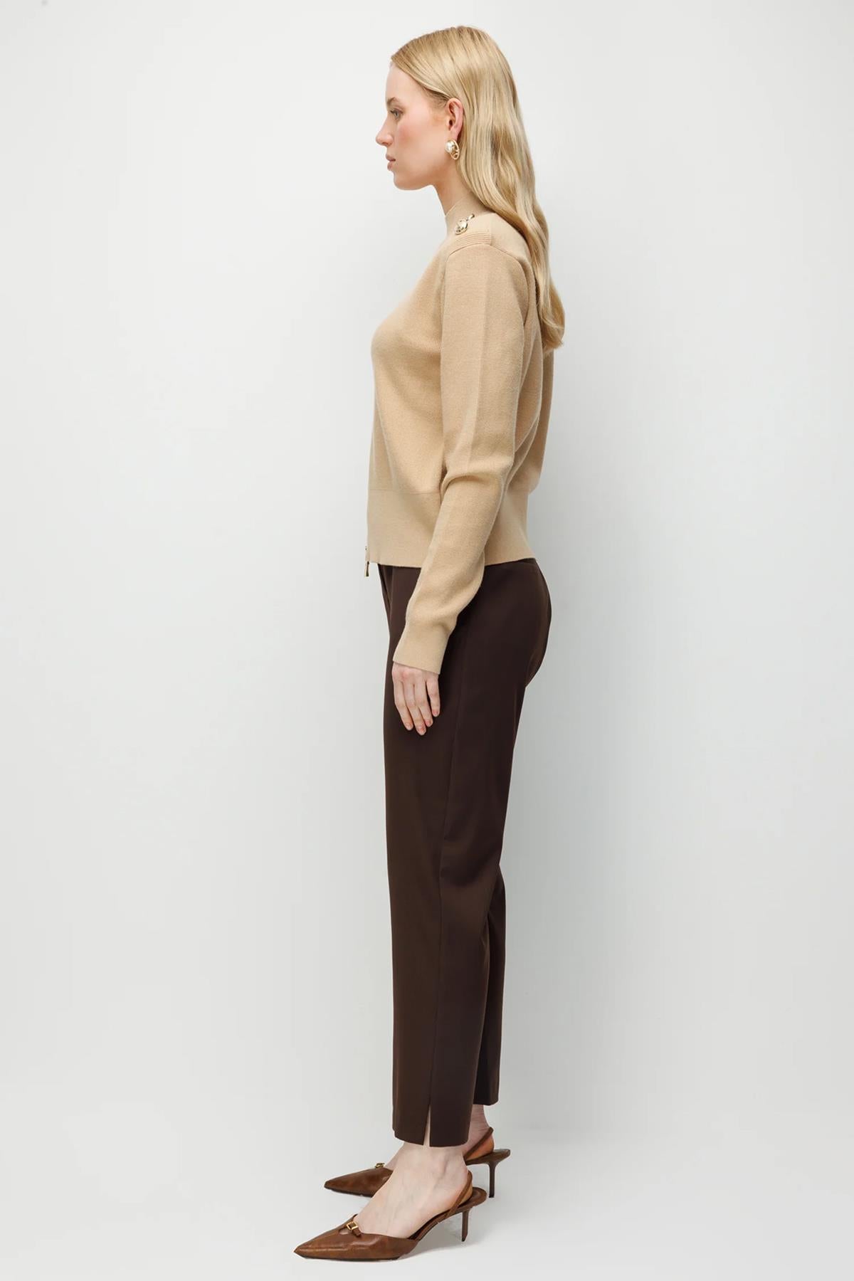 Metal Düğmeli Triko Kısa Tunik