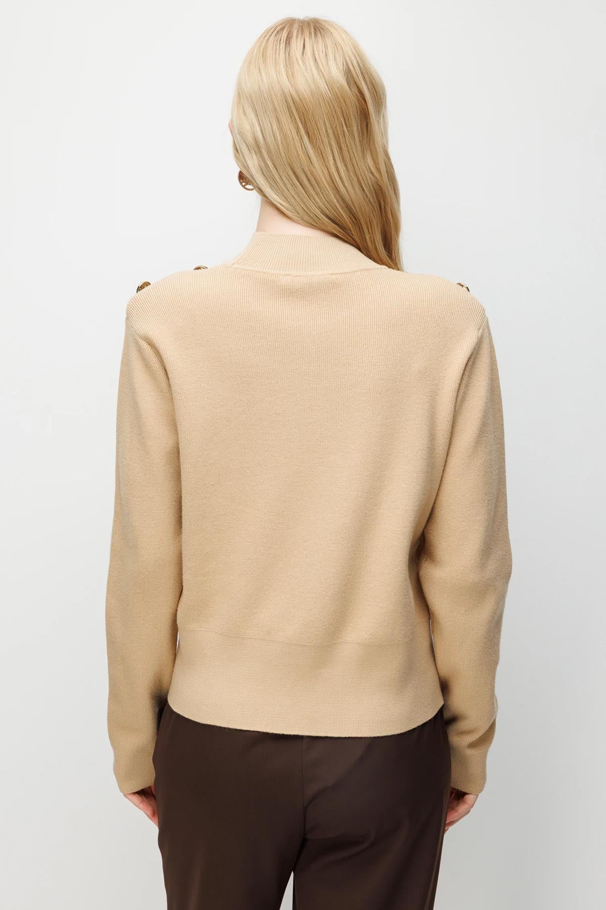 Metal Düğmeli Triko Kısa Tunik