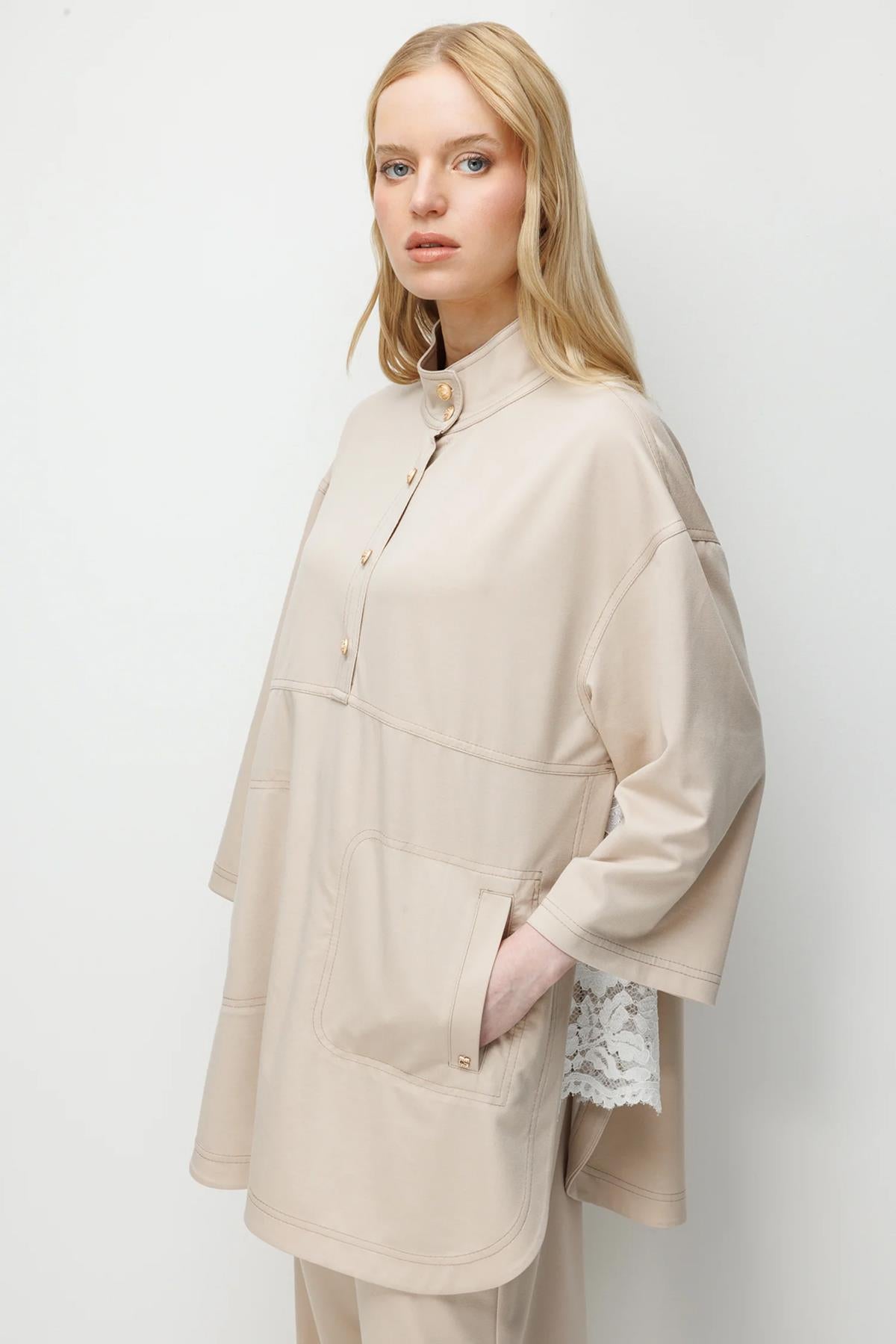 Yan Dantel Detaylı Tunik Pantolon Takım