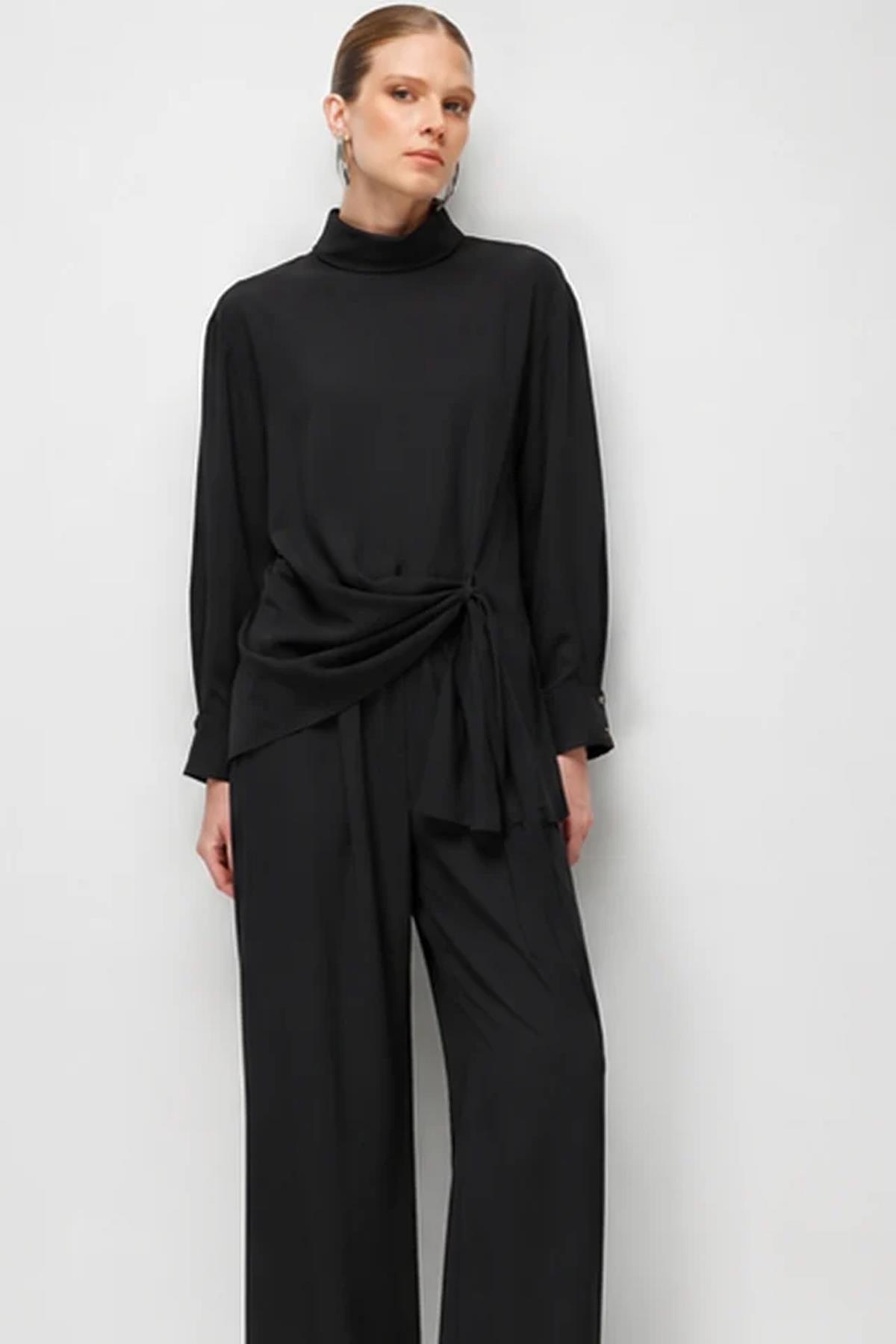 Drape Detaylı Tunik Ve Pantolon Takım