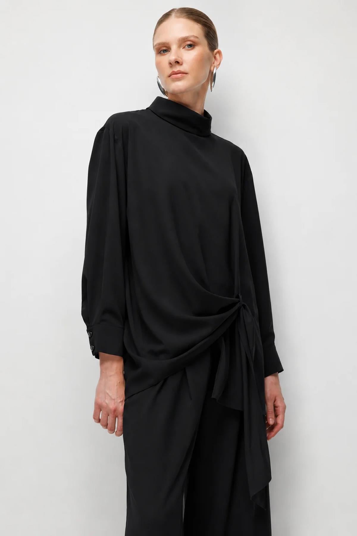 Drape Detaylı Tunik Ve Pantolon Takım