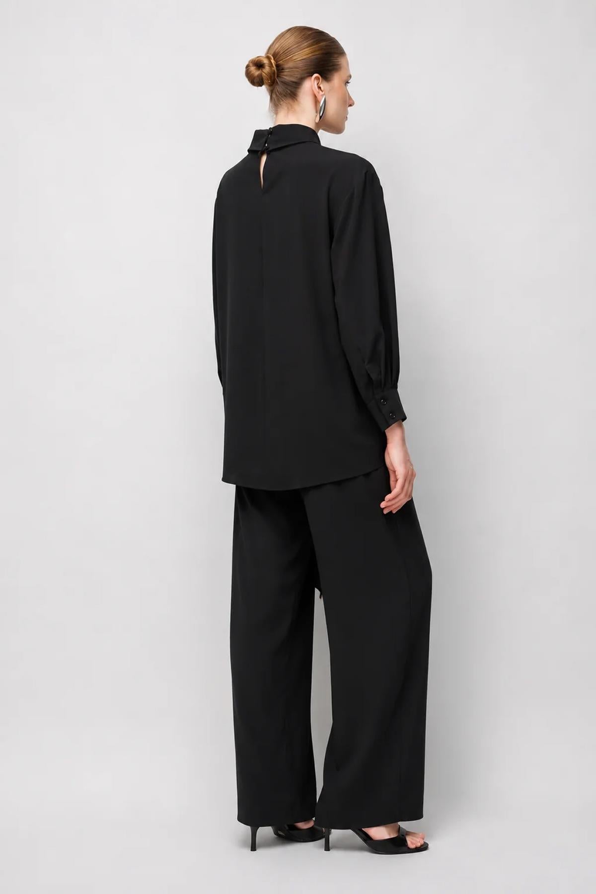 Drape Detaylı Tunik Ve Pantolon Takım
