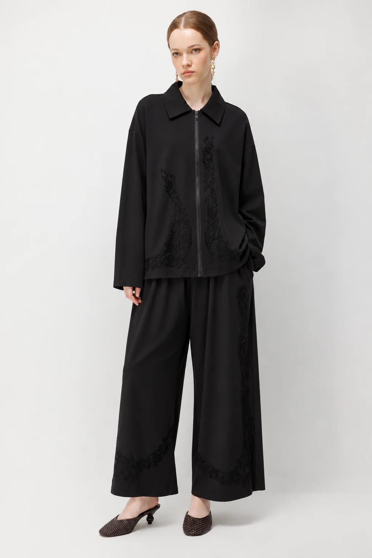 Floral Nakış Detaylı Oversize Takım
