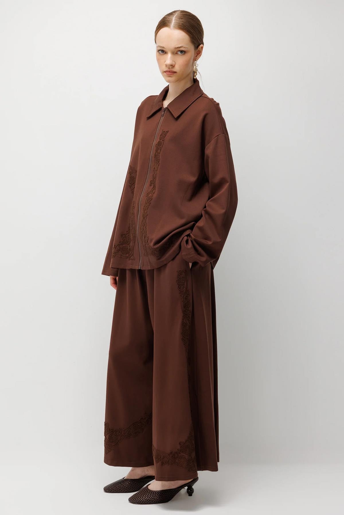 Floral Nakış Detaylı Oversize Takım