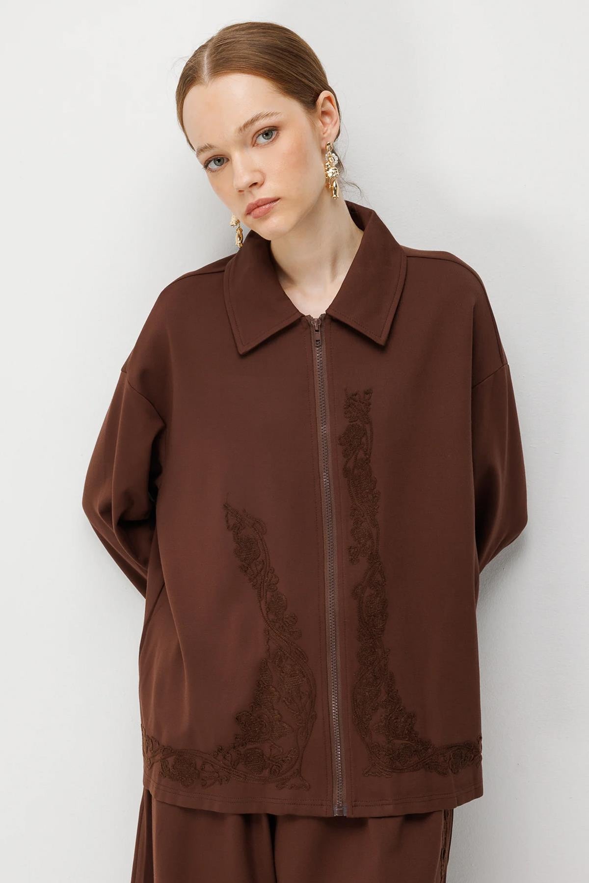 Floral Nakış Detaylı Oversize Takım