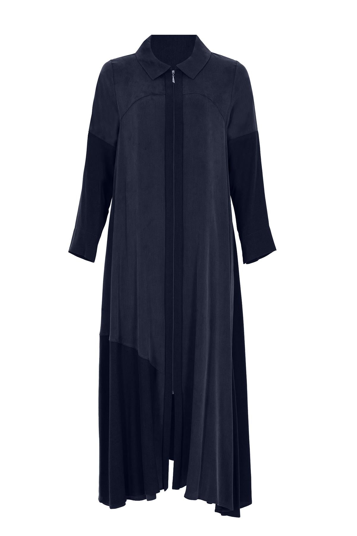 Shirt Collar Zippered Long Abaya