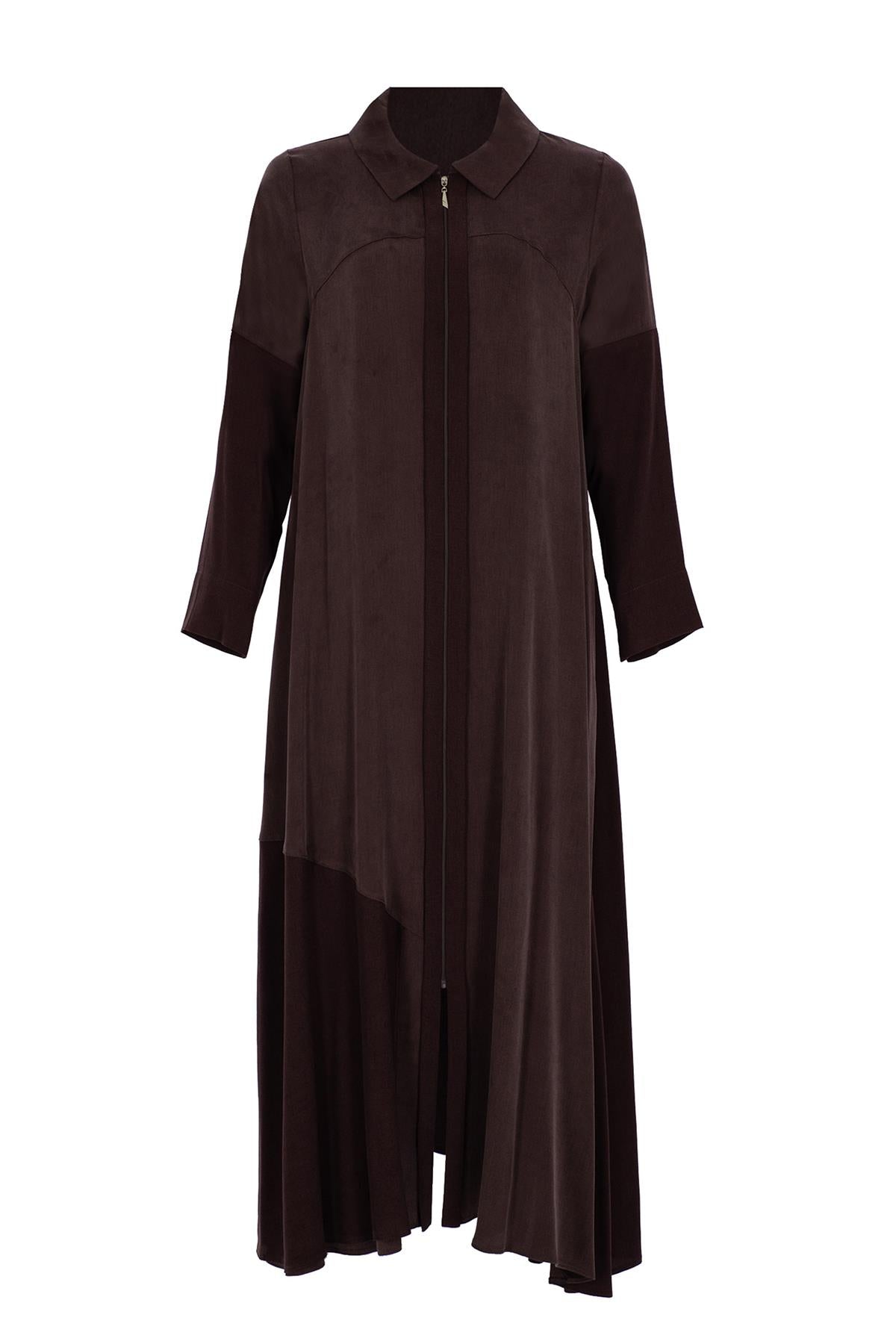Shirt Collar Zippered Long Abaya