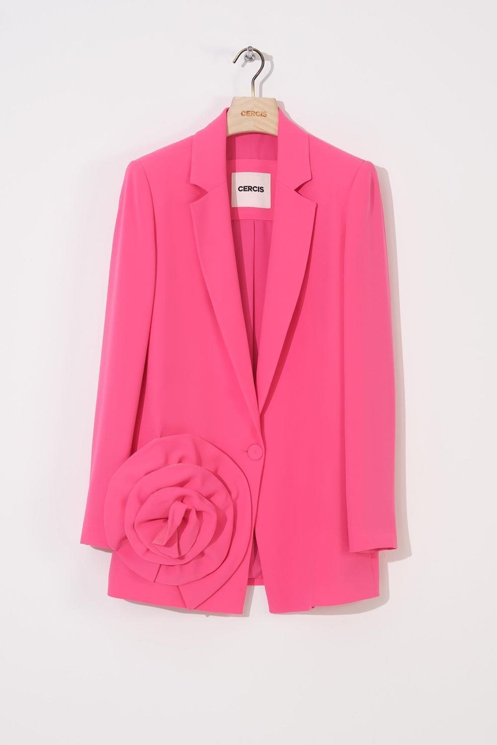 Gül Aplikeli Oversize Ceket - Eser Giyim