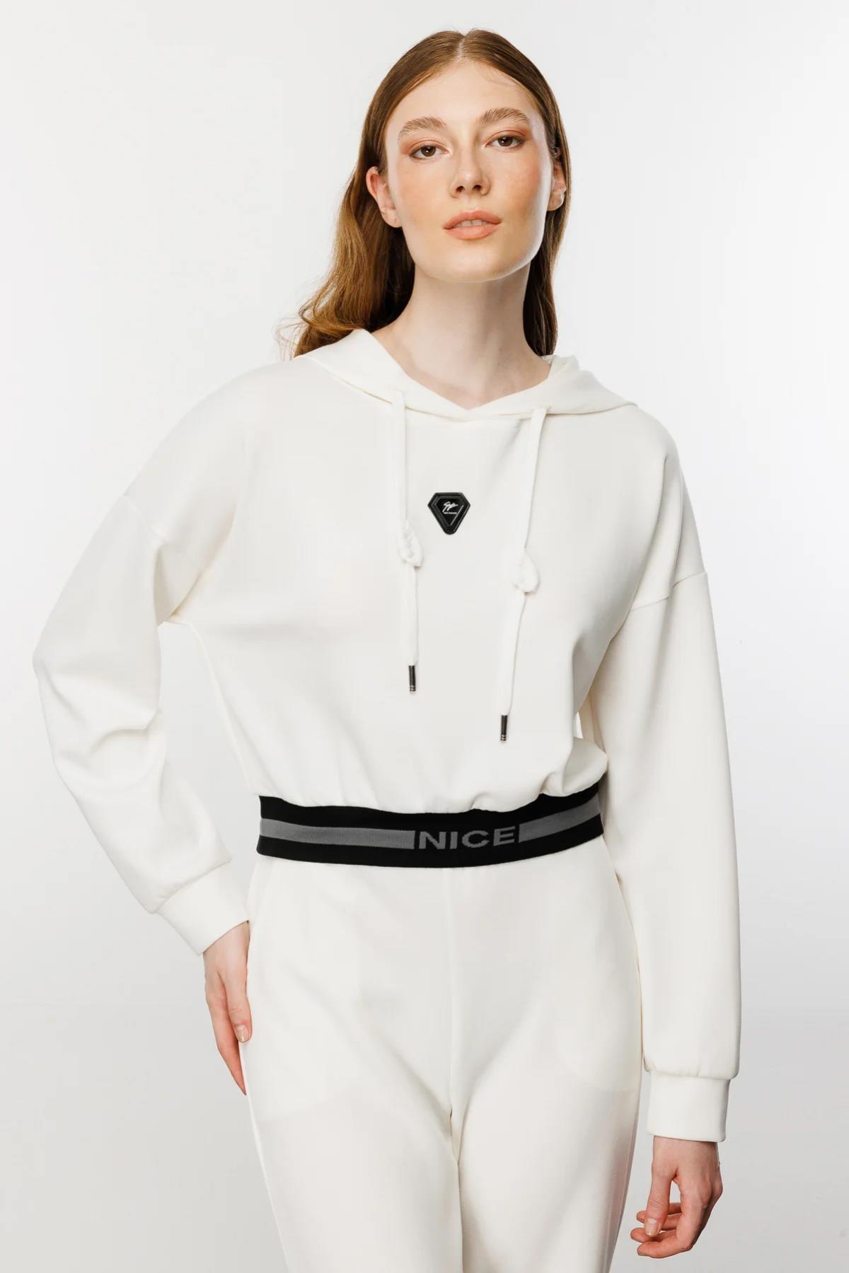 Kapüşonlu Crop Sweat - Eser Giyim