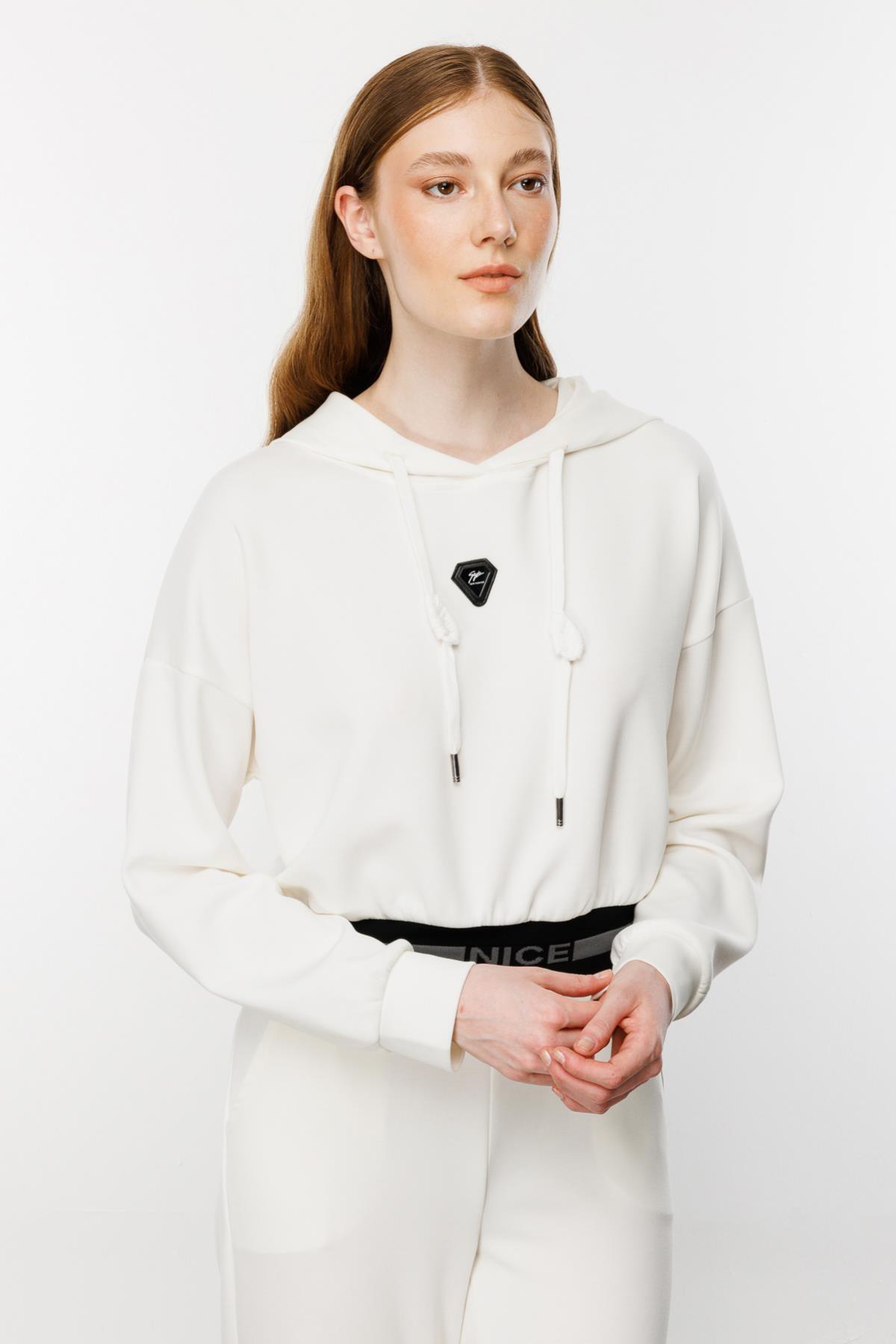 Kapüşonlu Crop Sweat - Eser Giyim