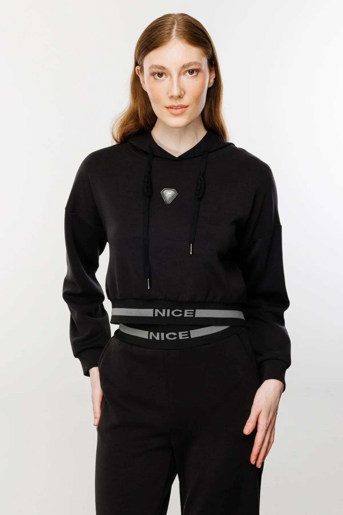 Kapüşonlu Crop Sweat - Eser Giyim