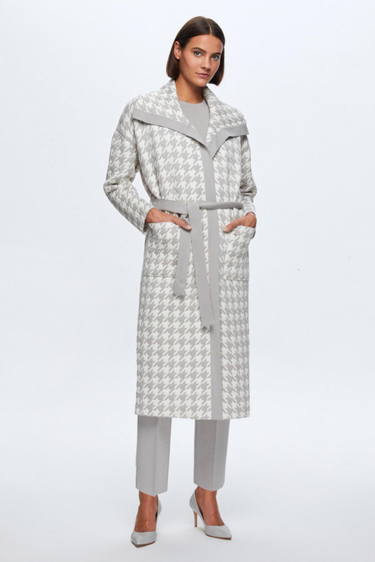 Miss Dalida Kaz Ayağı Desenli Kapitone Kadın Hırka - Eser Giyim