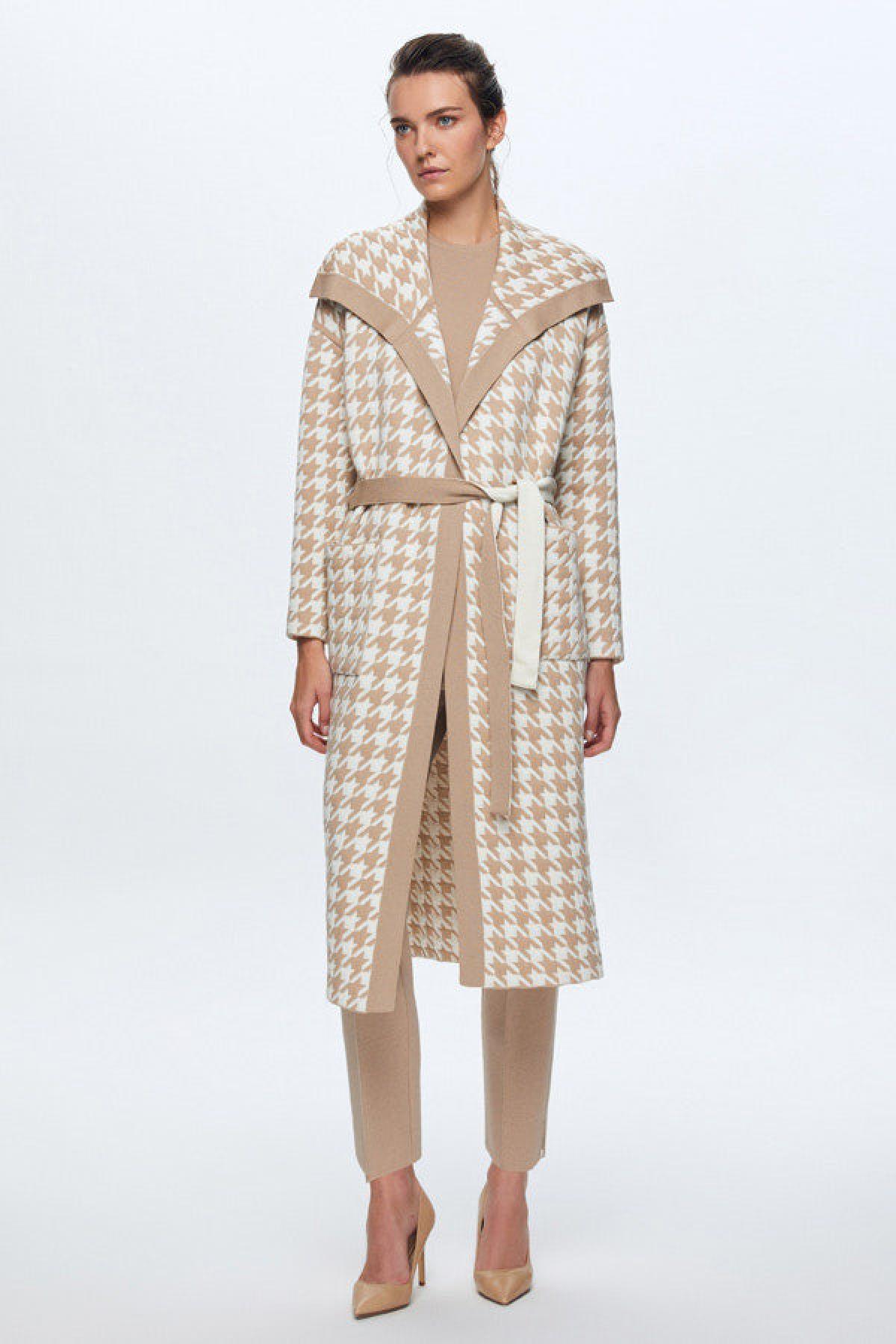 Miss Dalida Kaz Ayağı Desenli Kapitone Kadın Hırka - Eser Giyim