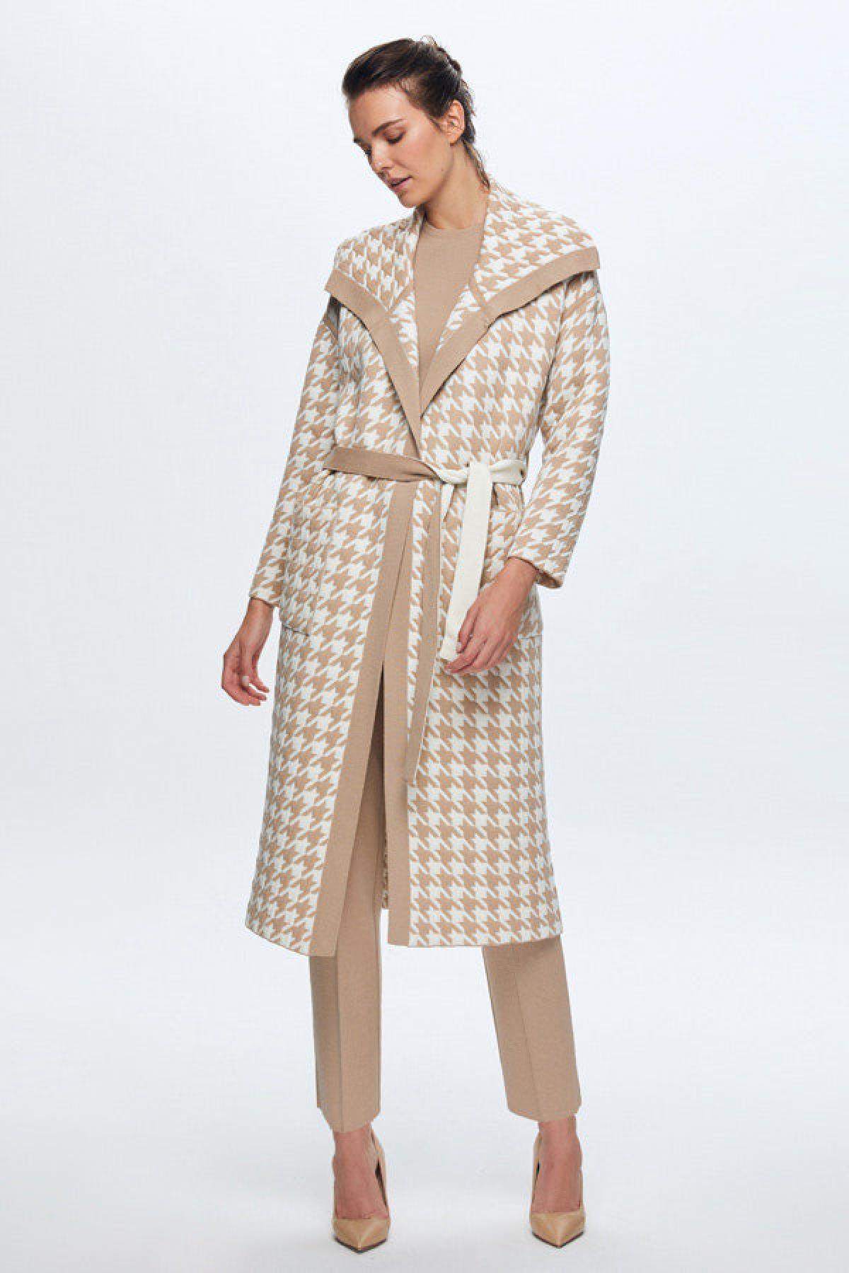 Miss Dalida Kaz Ayağı Desenli Kapitone Kadın Hırka - Eser Giyim